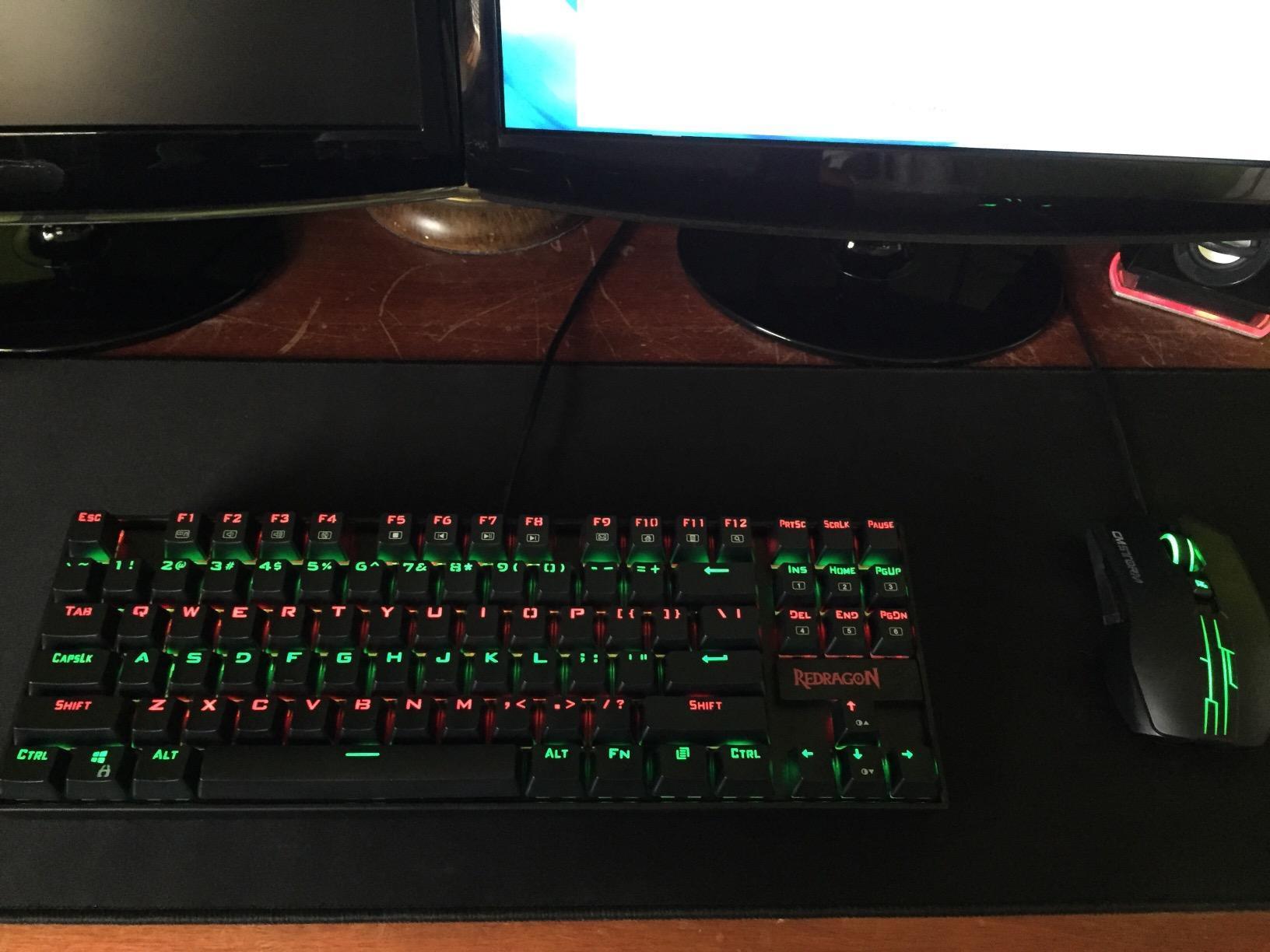 Redragon K552P Mechanical Gaming Keyboard TKL with 18 Backlight Modes, Hot-Swappable Blue Switches, 87-Key Compact Ergonomic Design, N-Key Rollover & Software Programmable Macro - RGB, Black customer photo 2