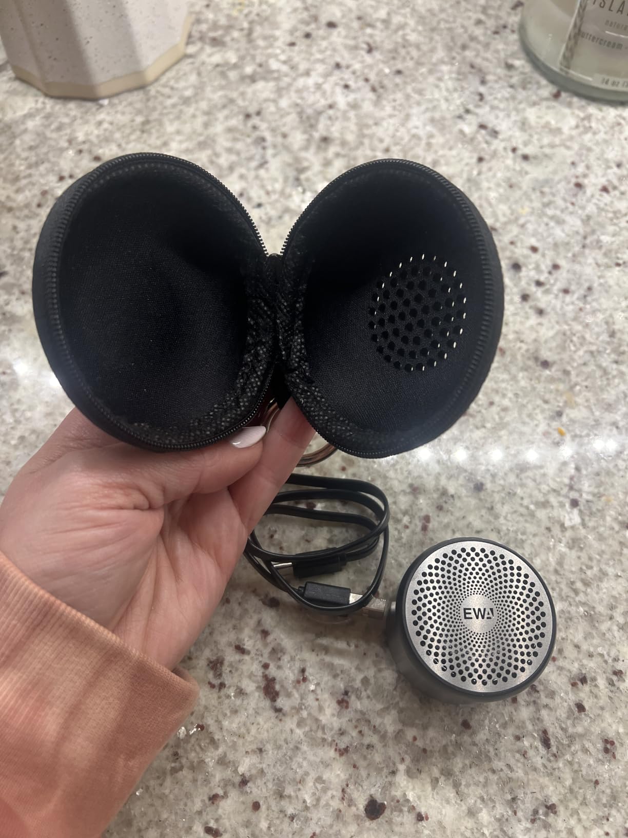 EWA Travel Case Packed, A106 Pro Portable Bluetooth Speaker with Custom Bass Radiator, Brief Design, IP67 Waterproof, Perfect Mini Speaker for Shower, Room, Bike, Car (Black) customer photo 2