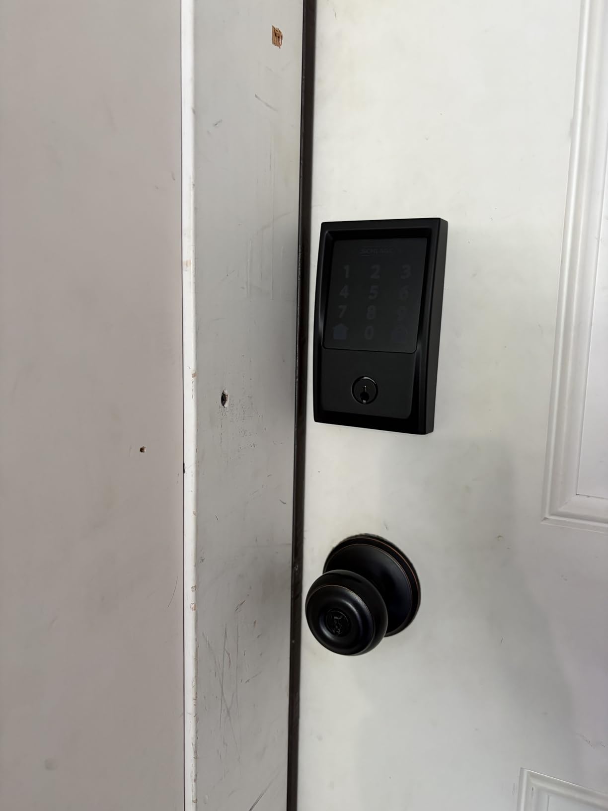 Schlage Encode Smart WiFi Deadbolt Lock with Century Trim, Satin Nickel | Keyless entry door lock, Touchscreen keypad, App control, Alexa, Google Home, Ring & Airbnb compatible, Certified security customer photo 1