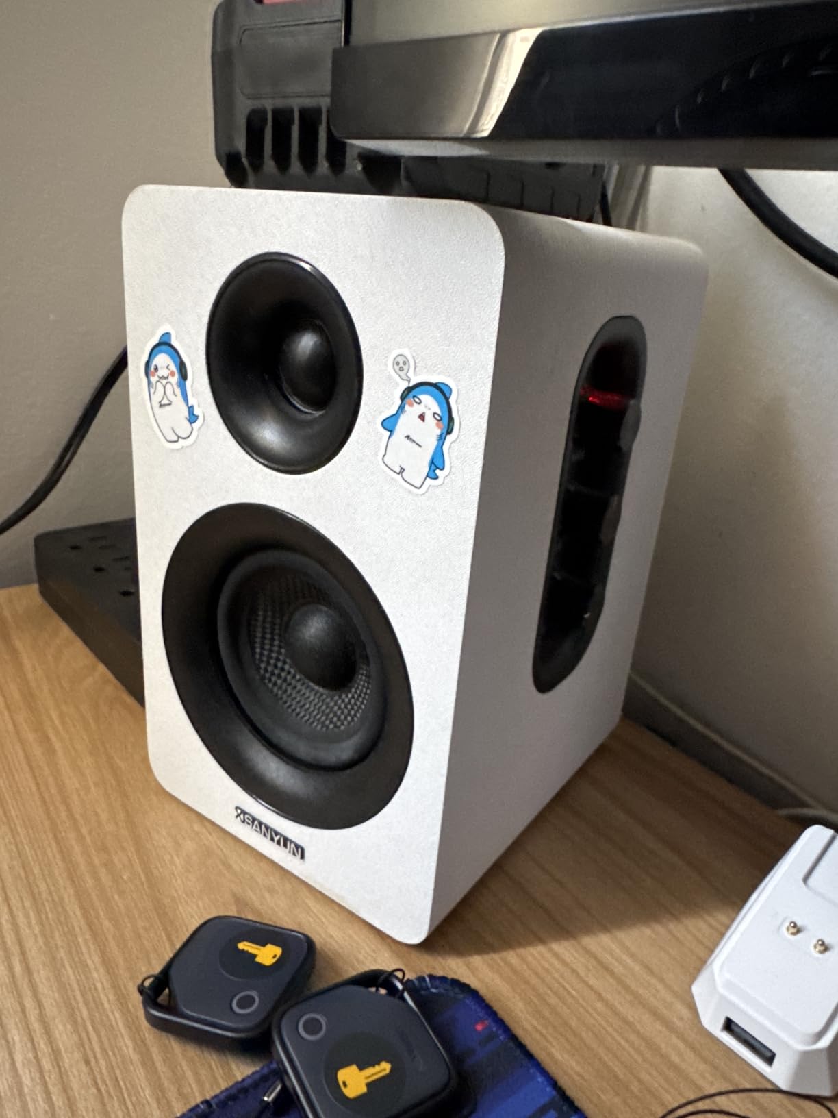 Sanyun SW208 3 inch Active Bluetooth 5.0 Bookshelf Speakers, Built-in 24bit DAC, 60W Carbon Fiber Speaker, USB and 3.5mm AUX Input, 2.0 Computer PC Monitor Gaming (Pair, Black) customer photo 1