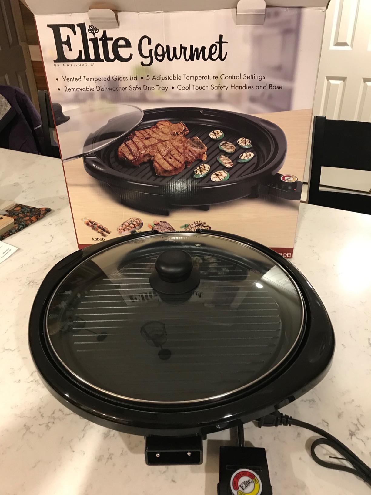 Elite Gourmet EMG6505G Indoor Electric BBQ Grill, Non-Stick, 12 inch, Dishwasher-Safe with Glass Lid customer photo 2