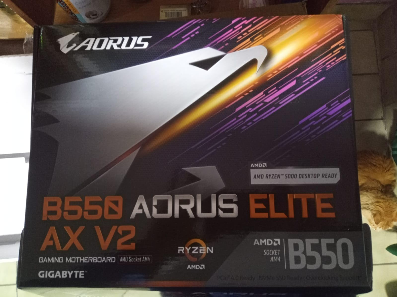 GIGABYTE B550 AORUS Elite AX V2 AMD AM4 ATX Motherboard, Supports Ryzen 5000/4000/3000 Processors, DDR4, 12+2 Power Phase, 2X M.2, PCIe 4.0, Front USB-C, WIFI6, 2.5 GbE LAN, Q-Flash Plus, RGB Fusion customer photo 1