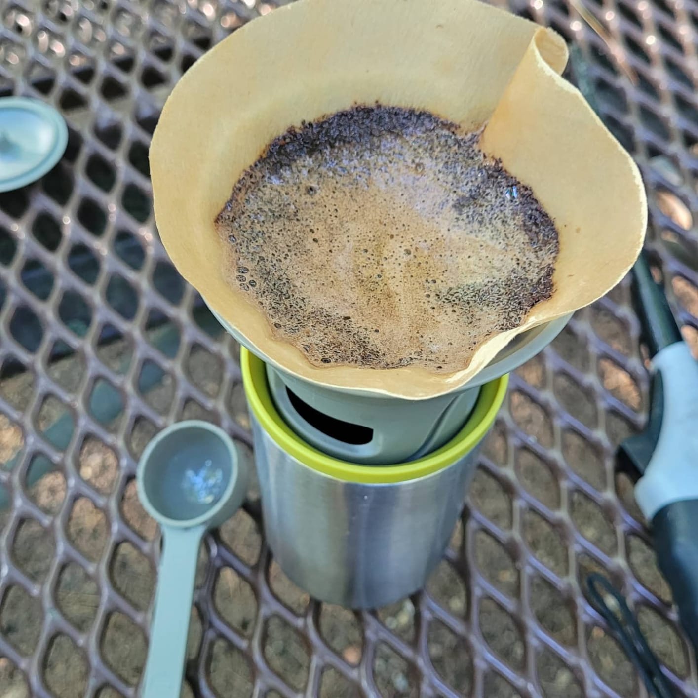 WACACO Cuppamoka Coffee Pot, Portable Drip Coffee Maker, Pour Over Coffee Machine with 10 Cone Paper Filters, Manually Operated, Stainless Steel Coffee Brewer, 10 fl oz customer photo 1