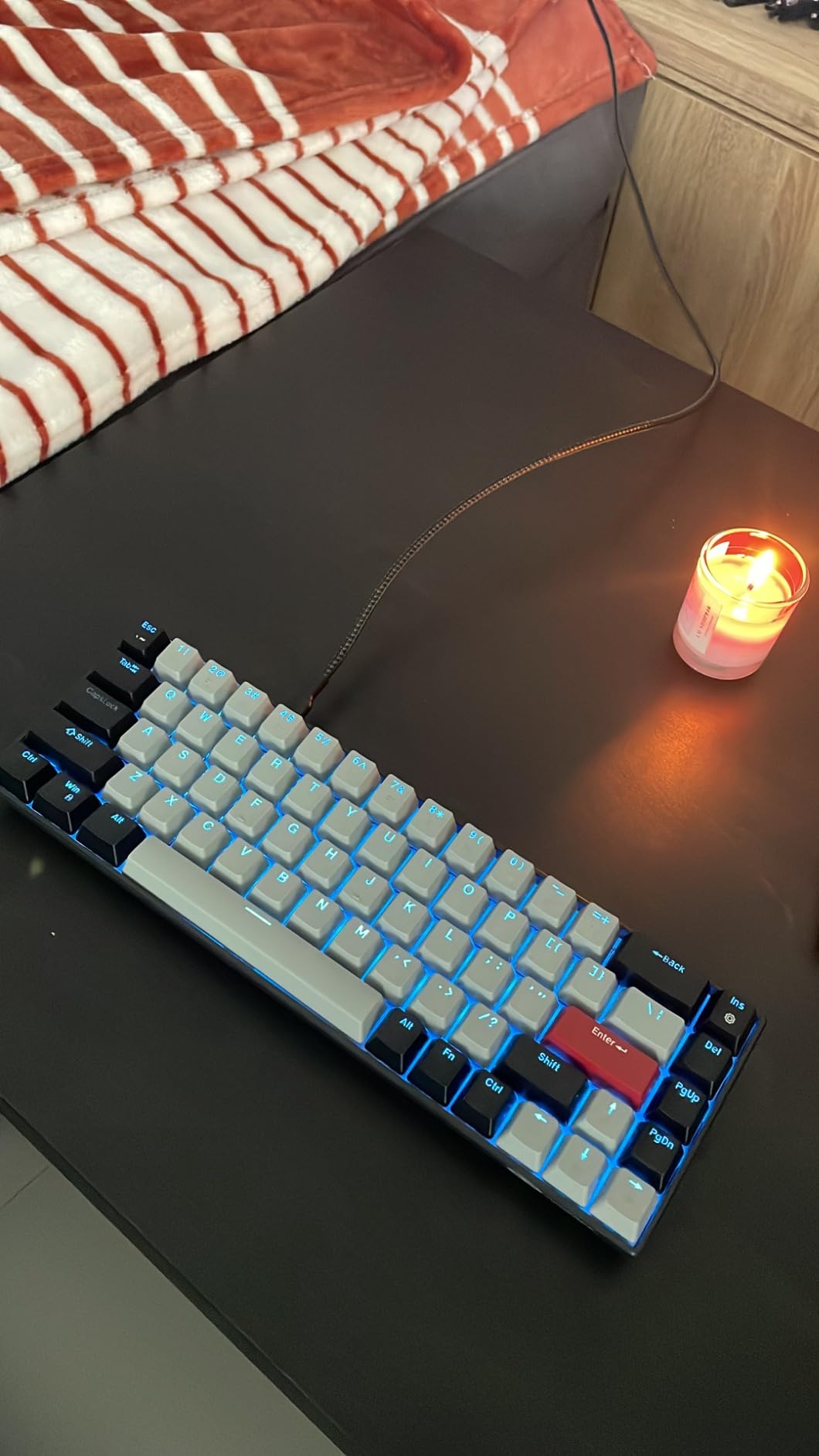 MageGee Portable 60% Mechanical Gaming Keyboard, MK-Box LED Backlit Compact 68 Keys Mini Wired Office Keyboard with Blue Switch for Windows Laptop PC Mac - Grey/Black customer photo 2