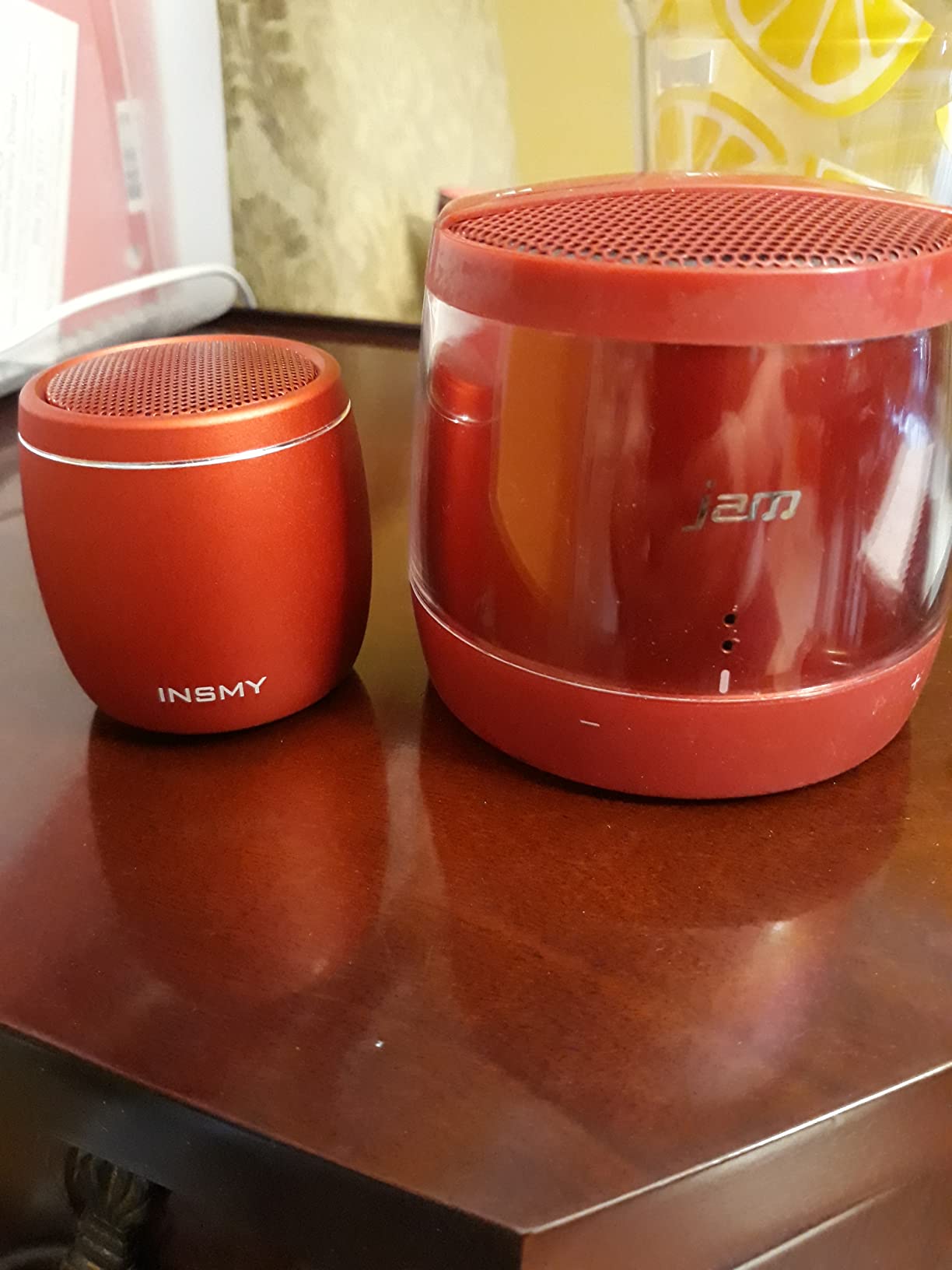 INSMY Small Bluetooth Speaker, Waterproof Mini Portable Wireless Speakers | Punchy Bass Rich Audio Stereo Pairing, Handheld Pocket Size, Built in Mic for Hiking Biking Gift Laptop Tablet (Red) customer photo 2