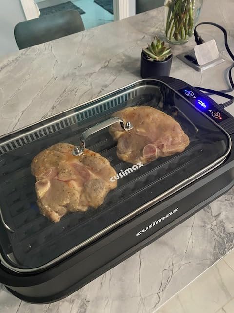 Smokeless Grill Indoor, CUSIMAX Electric Grill, 1500W Indoor Grill, Black, Portable Korean BBQ Grill with Smart LED Display & Tempered Glass Lid customer photo 1