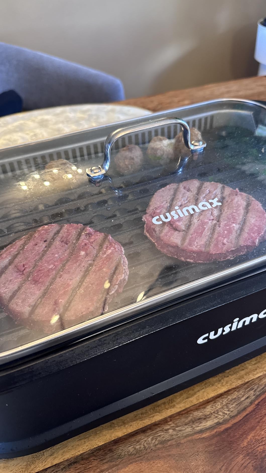 Smokeless Grill Indoor, CUSIMAX Electric Grill, 1500W Indoor Grill, Black, Portable Korean BBQ Grill with Smart LED Display & Tempered Glass Lid customer photo 2