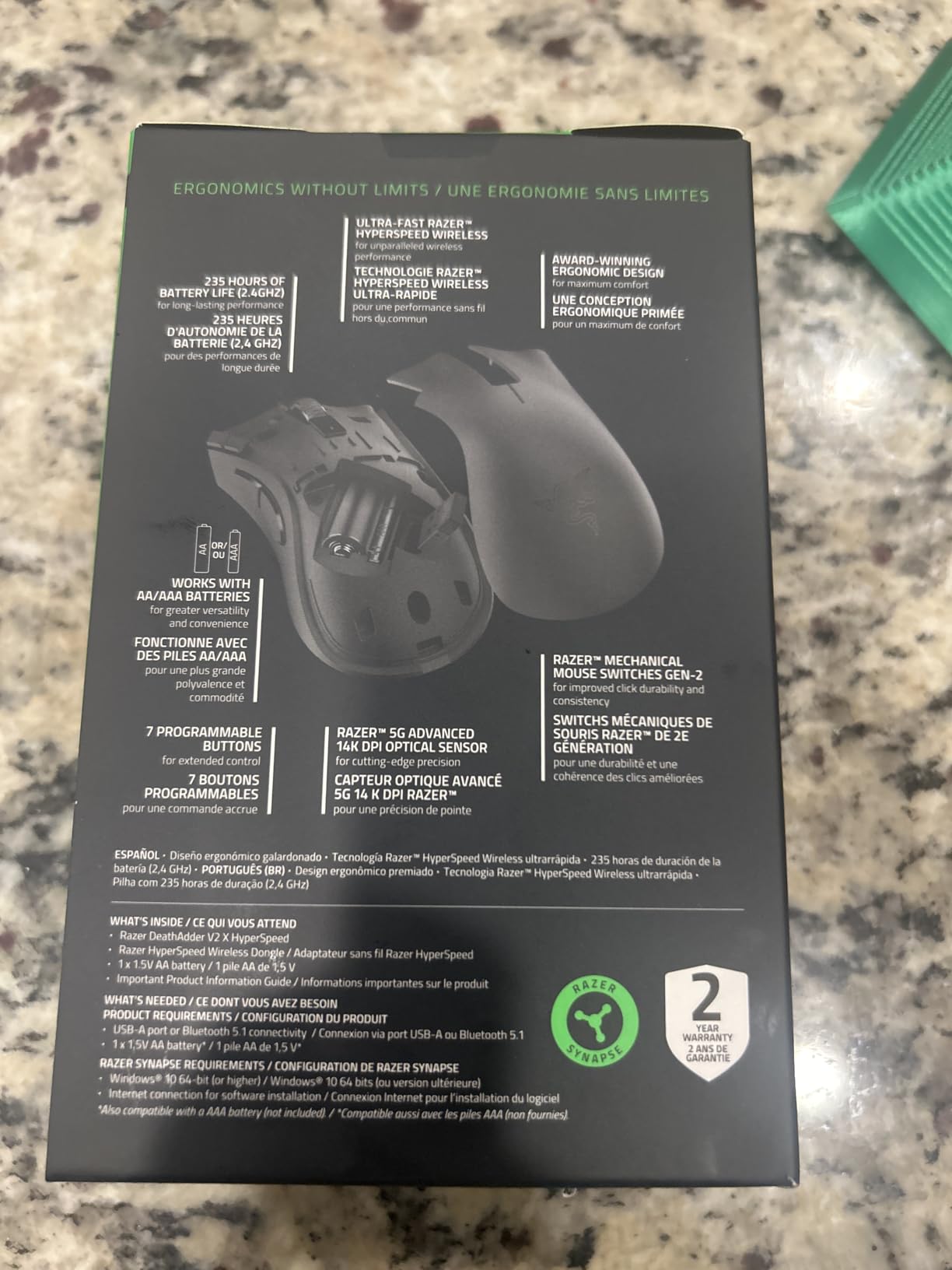 Razer DeathAdder V2 X HyperSpeed, Award-Winning Ergonomic Design, Black | Ultra-Fast HyperSpeed Wireless, 235hr Battery Life, 7 Programmable Buttons, Gen 2 Mechanical Switches, 14K DPI Optical Sensor customer photo 2