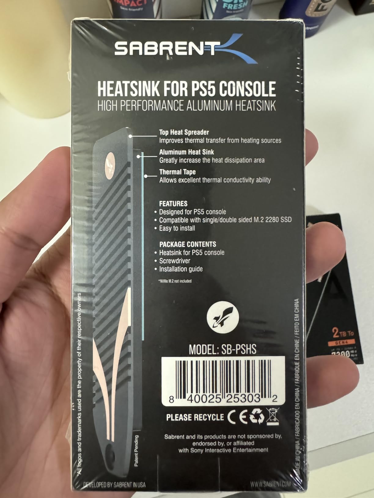 SABRENT M.2 NVMe PS5 heatsink (SB-PSHS) customer photo 1
