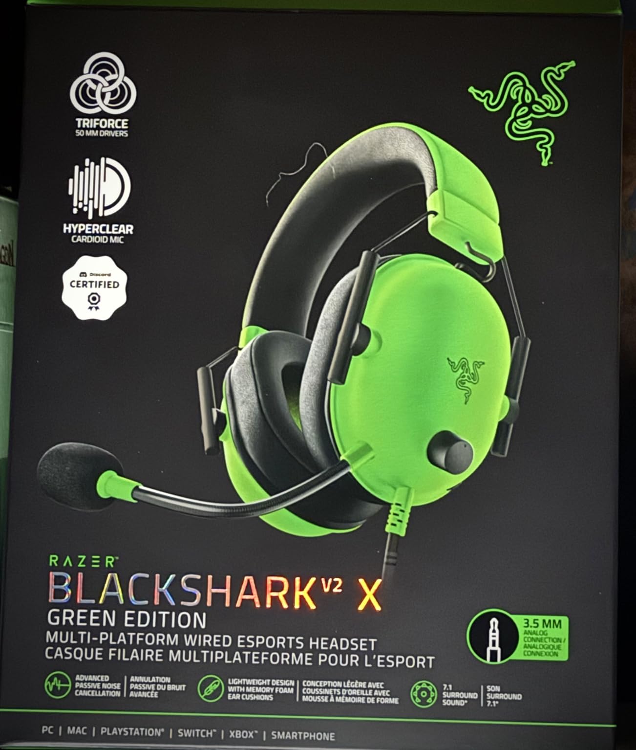 Razer BlackShark V2 X Gaming Headset for PC, 3.5mm Audio Jack, White | 50mm Drivers, Cardioid Mic, Memory Foam Cushion, Lightweight- Comfortable, Noise Isolating Earcups, For Mac, PS4, PS5, Switch customer photo 2