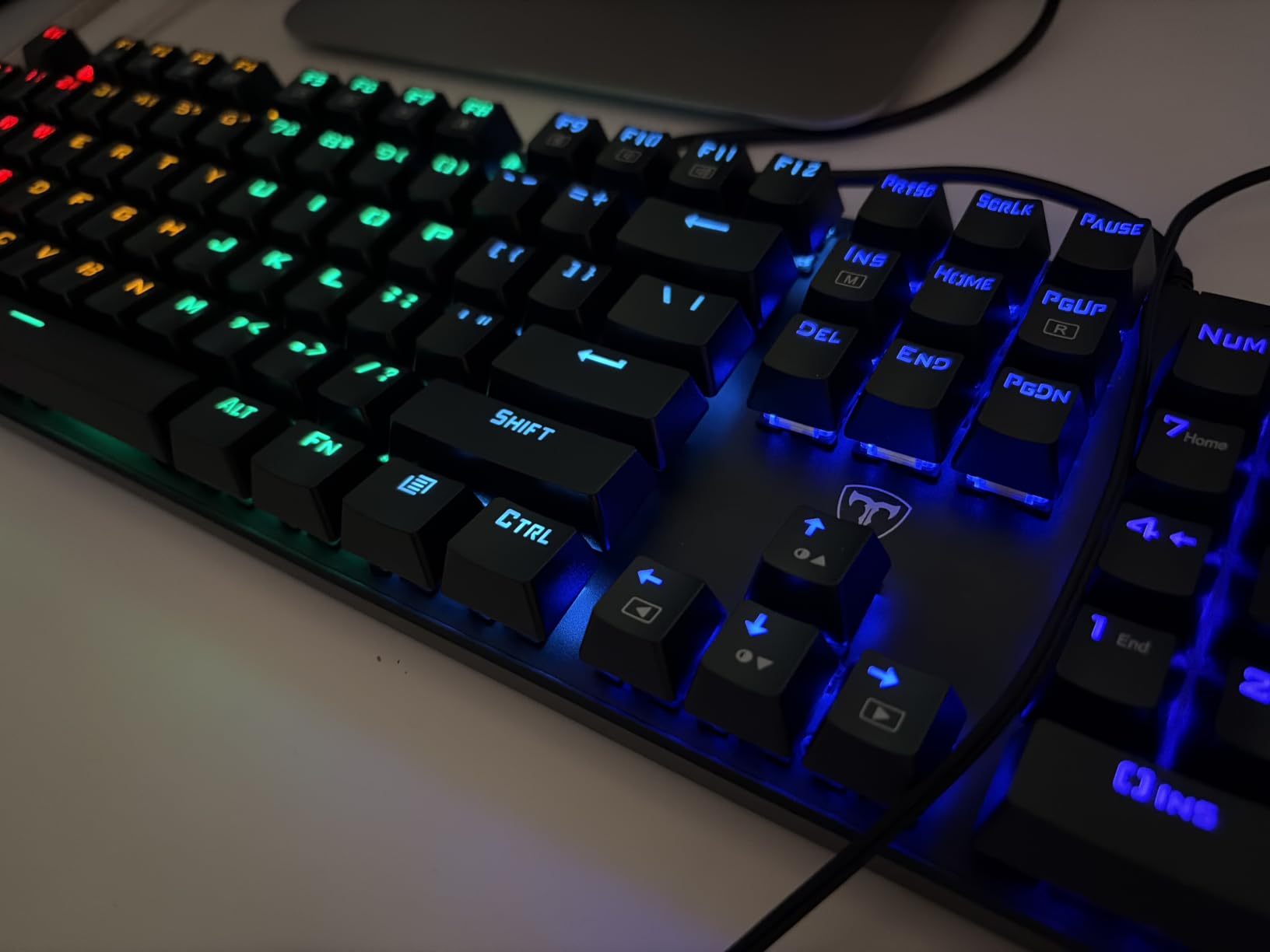 RisoPhy Mechanical Gaming Keyboard, RGB 104 Keys Ultra-Slim LED Backlit USB Wired Keyboard with Blue Switch, Durable Abs Keycaps/Anti-Ghosting/Spill-Resistant Computer Keyboard for PC Mac Xbox Gamer customer photo 1