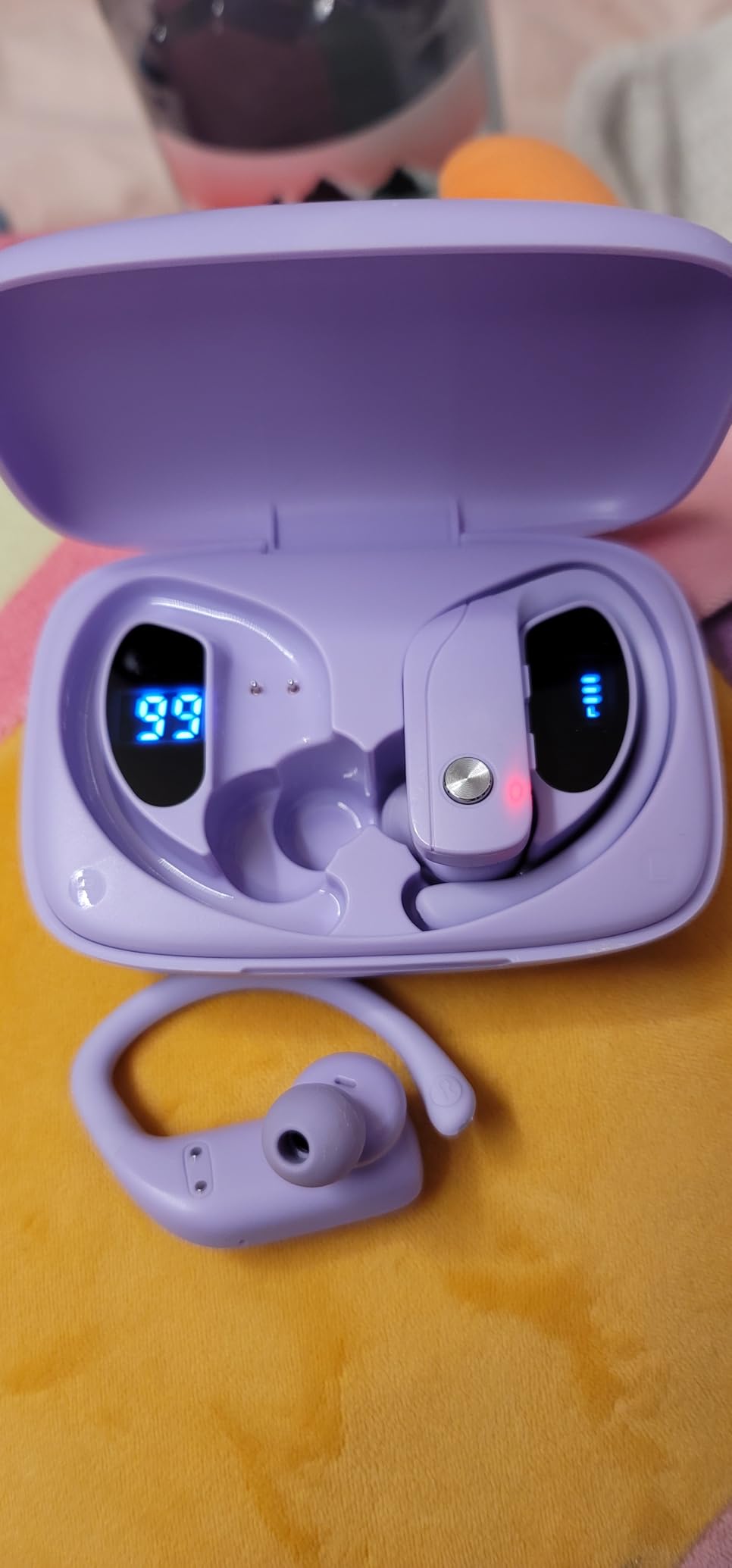 bmani Ear Buds Wireless Earbuds Bluetooth Headphones with 80H Playtime LED Display Case, Over-Ear Hook with Mic, Stereo Sound, Easy Button Controls, Sports Earphones for Running Workout Gym customer photo 2