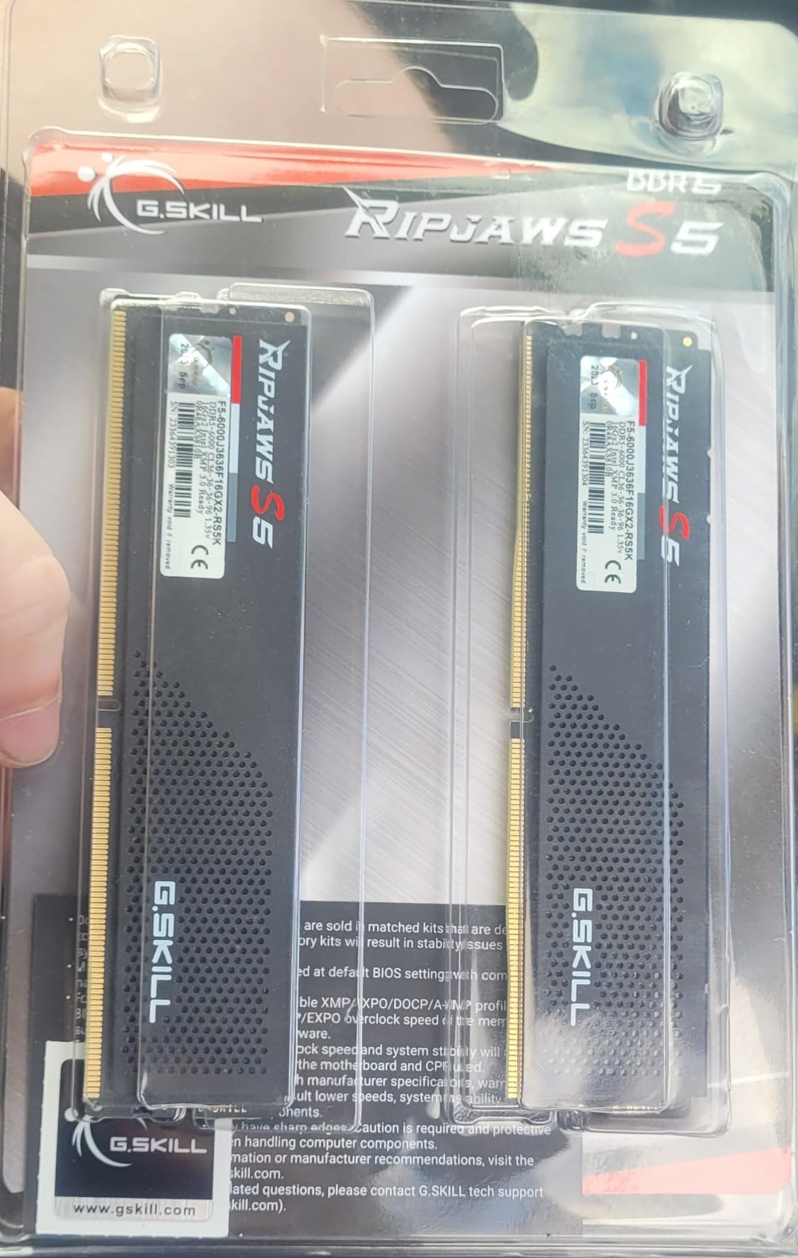 G.SKILL Ripjaws S5 Series DDR5 RAM (Intel XMP 3.0 & AMD EXPO) 32GB (2x16GB) 6000MT/s CL36-36-36-96 1.35V Desktop Computer Memory U-DIMM - Matte Black (F5-6000J3636F16GX2-RS5K) customer photo 1