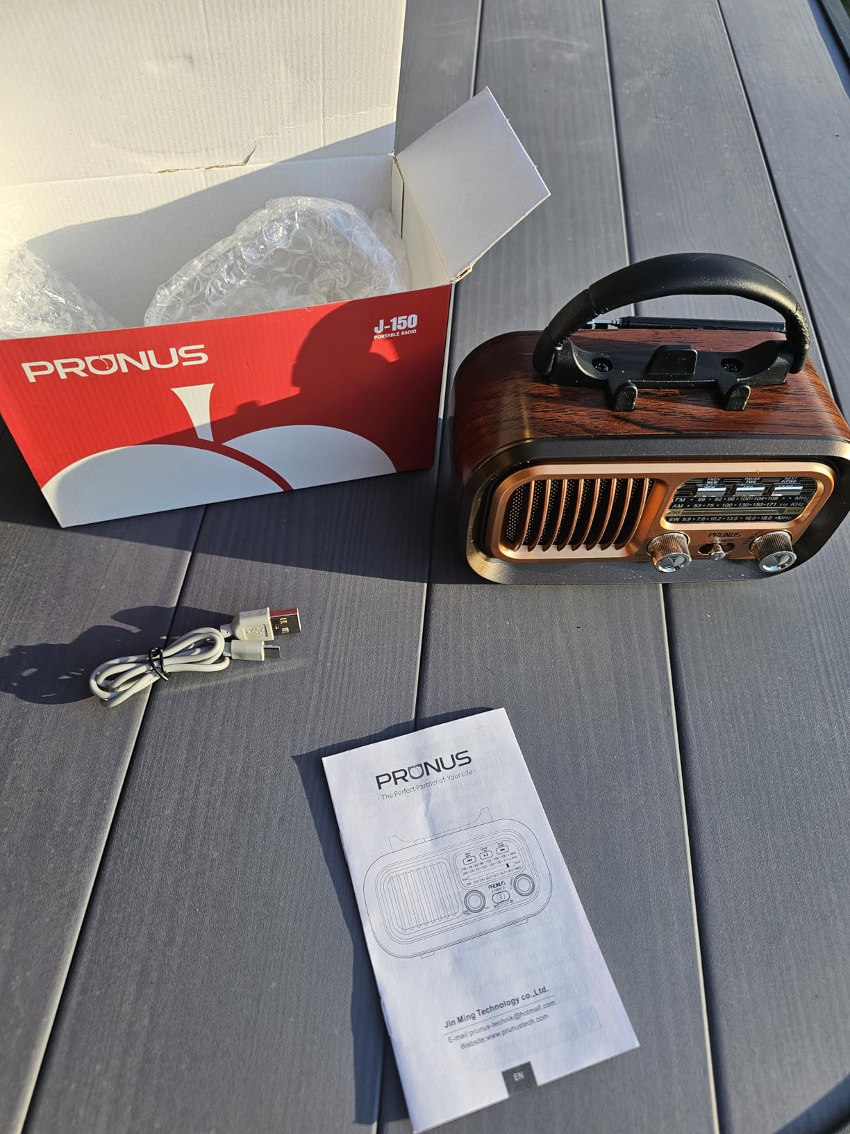 PRUNUS J-150 Portable Radio AM FM SW Bluetooth Speaker, TF Card/USB Playback | Retro Radios Vintage Transistor with Best Sound, Solar/D Battery Operated/USB Charging, TWS customer photo 1
