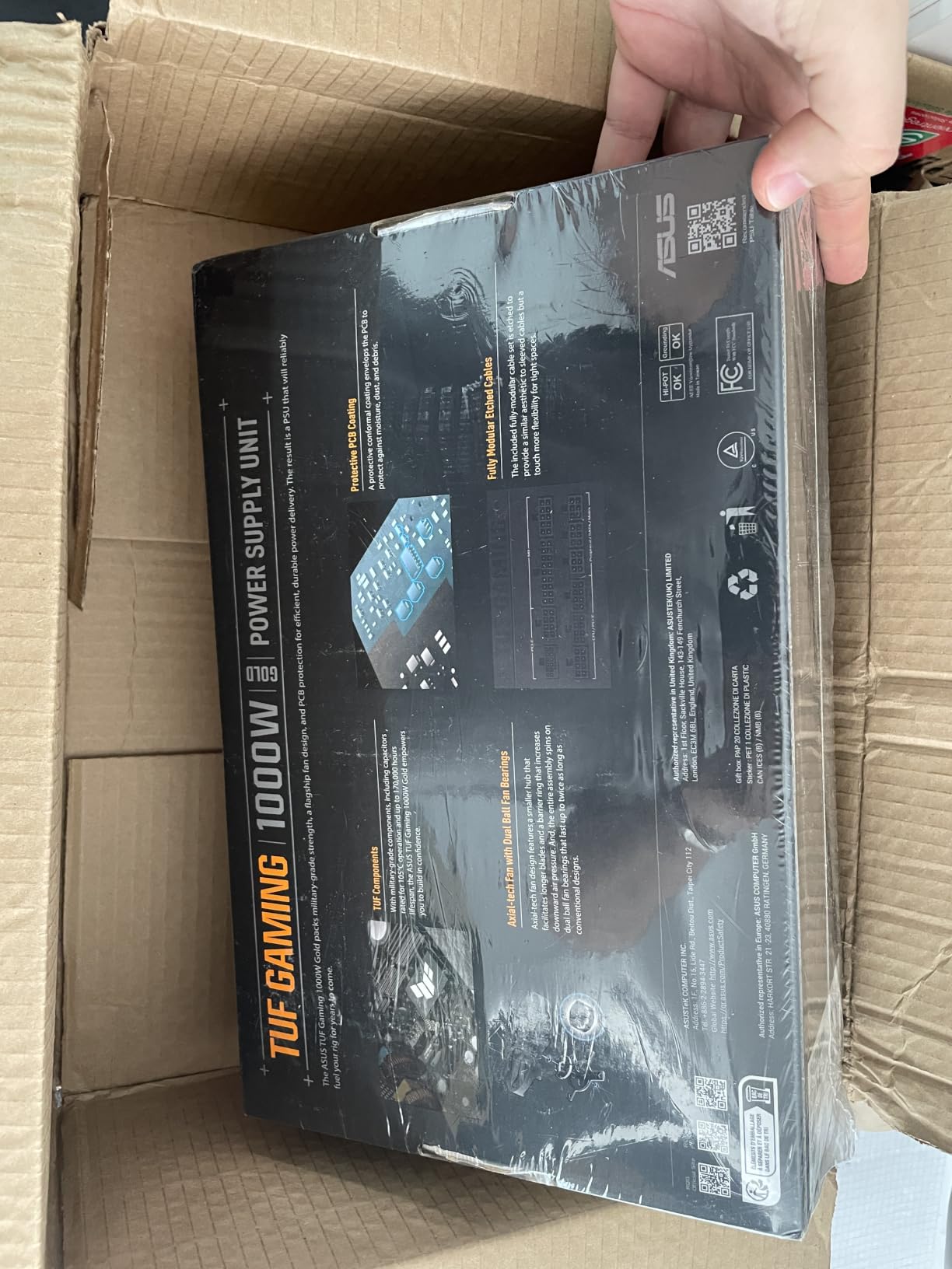 ASUS TUF Gaming 1000W Gold (1000 Watt, ATX 3.1 Compatible Fully Modular Power Supply, 80+ Gold Certified, Military-Grade Components, Dual Ball Bearing, Axial-tech Fan, PCB Coating, 10 Year Warranty) customer photo 2