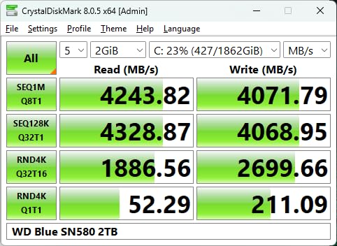 WD Blue SN580 1TB NVMe Internal Solid State Drive SSD - Gen4 x4 PCIe 16Gb/s, M.2 2280, Up to 4,150 MB/s customer photo 1