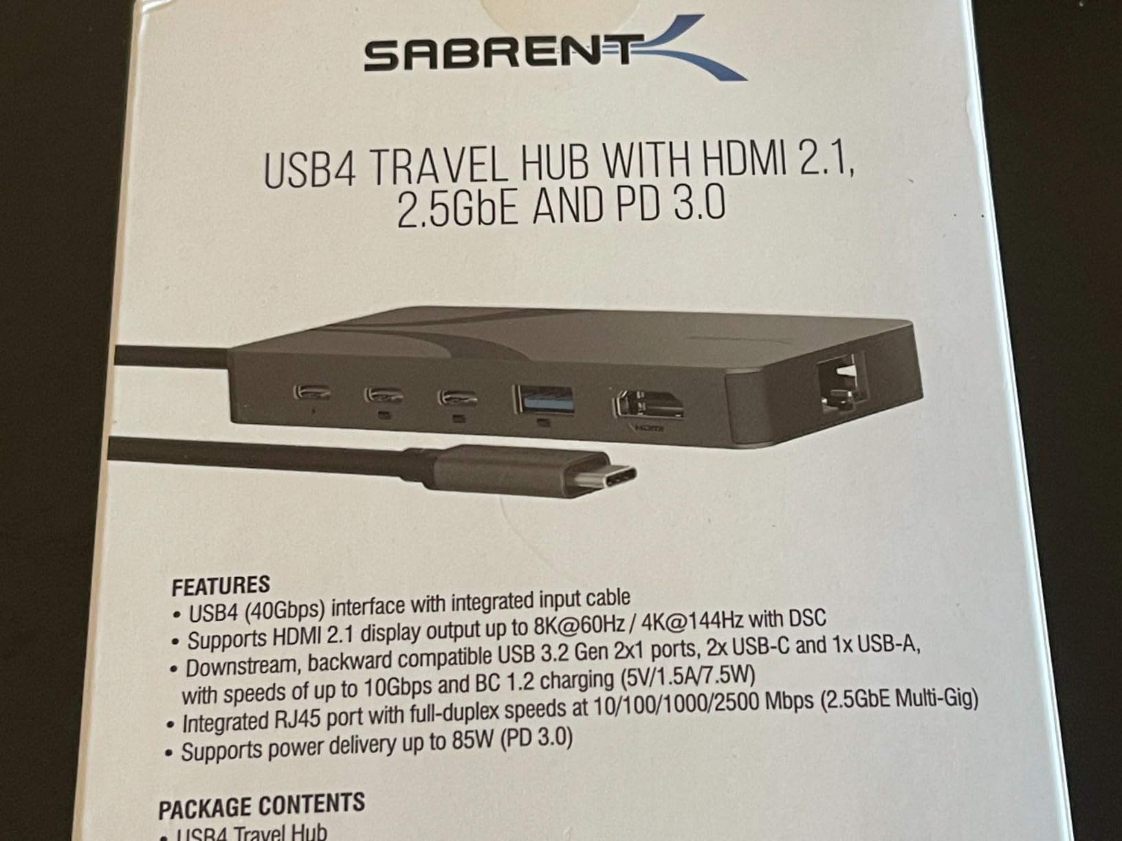 SABRENT USB4 Travel Hub, HDMI 2.1, 2.5GbE, 85W PD (HB-U4HP), 2 USB-C + 1 USB-A, Compact Travel Dock customer photo 1