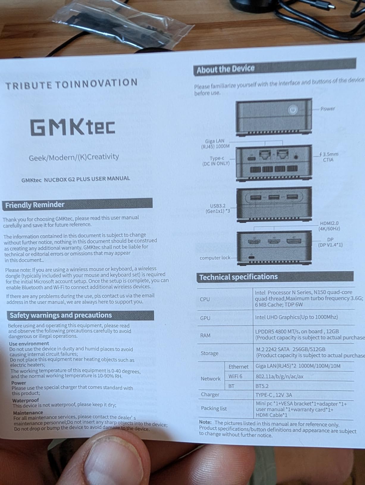 GMKtec G11 Mini PC AMD Ryzen Embedded R2514 (Beats 4300U/N150) | 16GB Dual DDR4 256GB NVMe SSD/ Dual RJ45 2.5G WiFi6E BT5.2/ USB3.2 HDMI AMD Radeon Graphic Desktop Mini Computers customer photo 2
