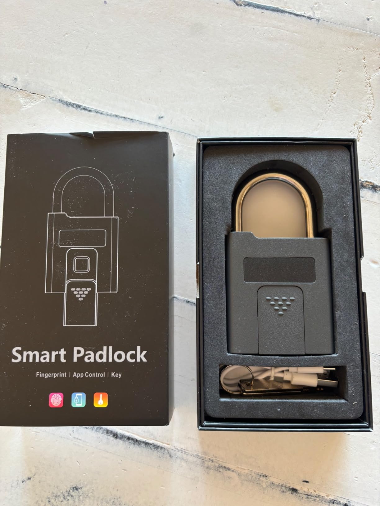 eLinkSmart Fingerprint Padlock with Key Backup, Heavy Duty Weatherproof Bluetooth Biometric Keyless Electronic Digital Smart Pad Lock for Gate Outdoor Fence Storage Locker Pool Shed customer photo 1