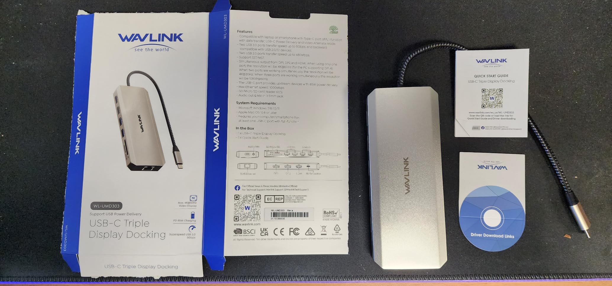 WAVLINK Laptop Docking Station, Triple Monitors, Dual DisplayPort, HDMI, 85W PD | 12 In 1 Multiport USB C Dock, Single 4K@60Hz, Gigabit Ethernet, 3xUSB-A, SD/TF and Mic/Audio for Dell/HP/Lenovo, Windows Only customer photo 1