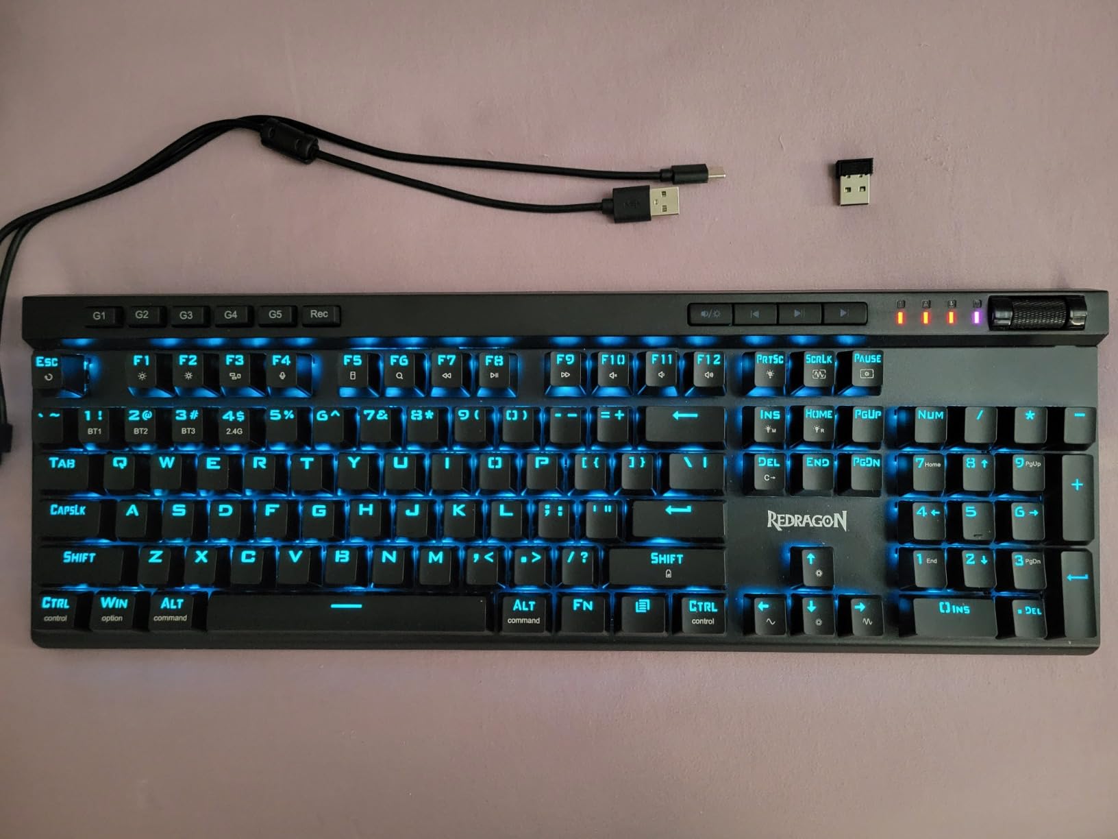 Redragon K580 PRO Wireless RGB Gaming Keyboard, Macro G Keys & Media Wheel | 0 Delay Tri-Mode, 5 On-Board Combo Keys, Ready for MMO & MOBA Play, 0-Delay Tri-Mode for Multiple Devices, Swap-Ready Socket customer photo 2