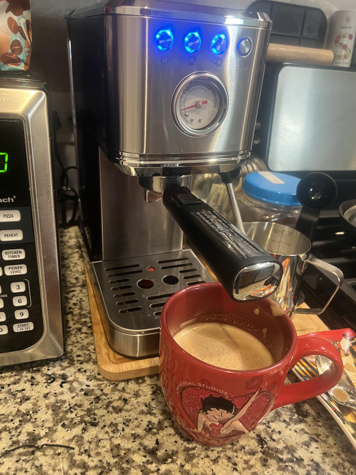 CHULUX Slim Espresso Machine with Milk Frother for Home Cappuccino & Latte, Precise Pressure Gauge, 20 Bar Italian Pump, Stainless Steel customer photo 1