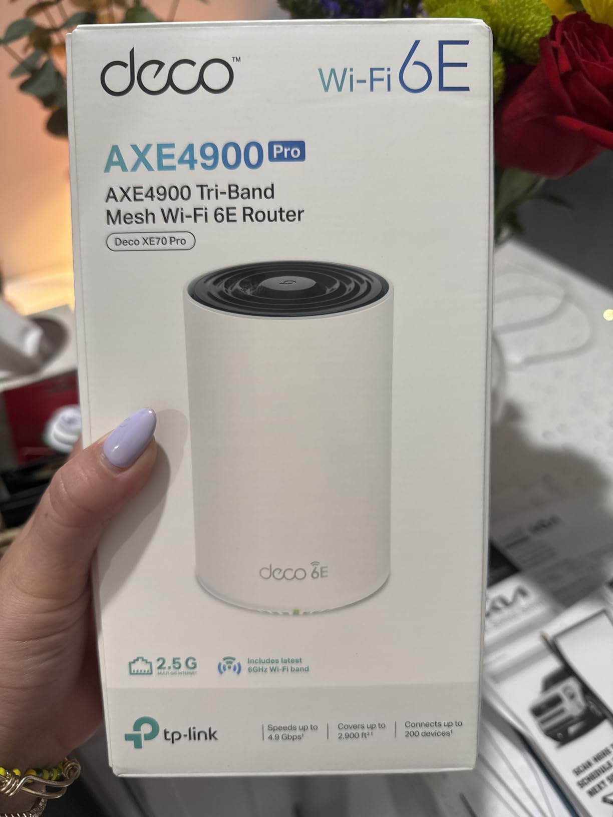 TP-Link Deco XE70 Pro AXE4900 Tri-Band WiFi 6E Mesh WiFi Router - 1 x 2.5bps WAN/LAN Port, 2 x 1 Gbps LAN Ports, 4.9 Gbps Wi-Fi 2,900 Sq. Ft Coverage, Connect up to 200 Devices, 1-Pack customer photo 2