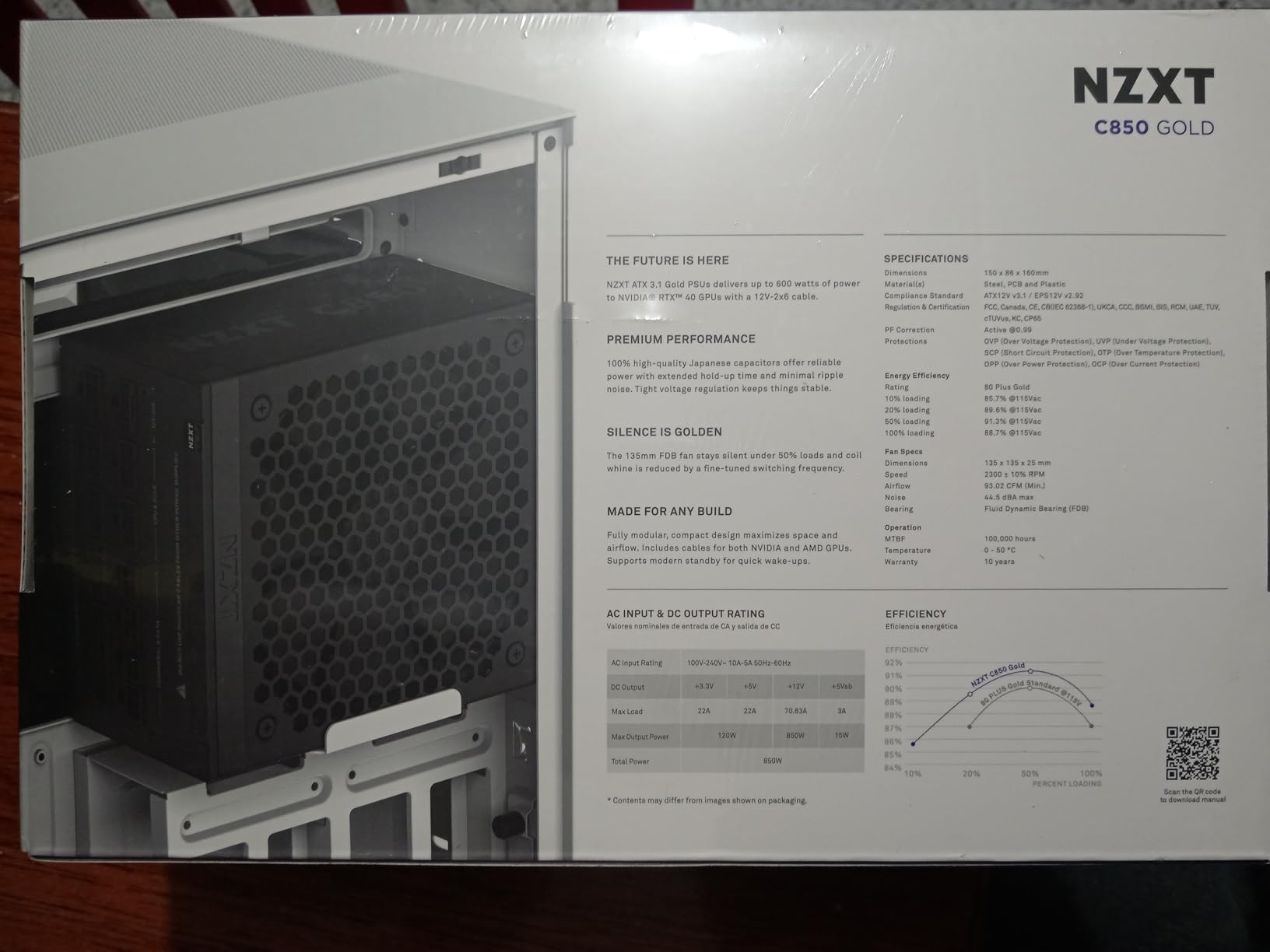 NZXT C850 Gold ATX 3.1-850W Fully Modular Power Supply | 850W 80 PLUS Gold ATX 3.1 PSU, fully modular and quiet. PCIe 5 ready for modern GPUs, backed by a 10-year warranty. customer photo 2