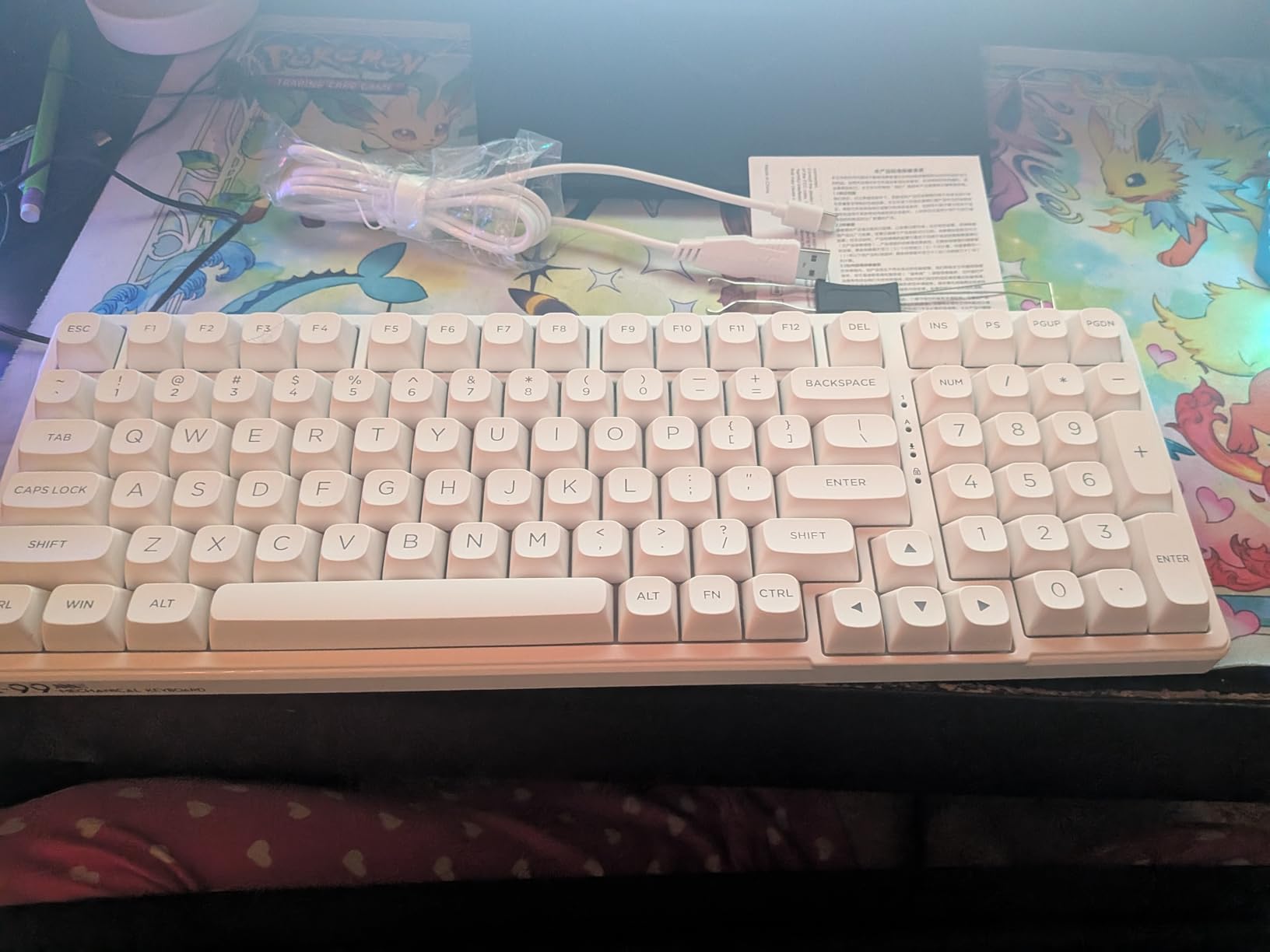 HUO JI E-Yooso Creamy Mechanical Keyboard Wired, Hot Swappable, Pre-lubed Linear Switches, Gasket Structure with Sound Dampening Foam, RGB Backlit, 99 Keys Custom Gaming Keyboard for PC/Mac,White customer photo 2