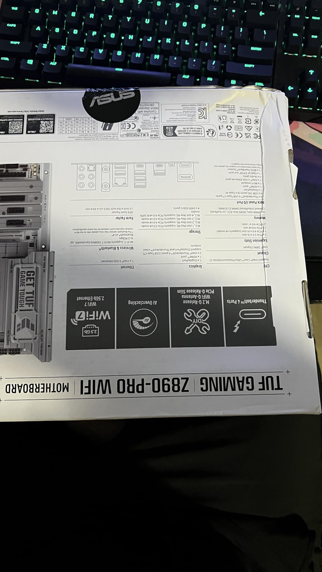 ASUS TUF Gaming Z890-PRO WiFi Z890 LGA 1851 ATX Motherboard, Intel Core Ultra Series 2 Ready, Advanced AI PC-Ready, 16+1+2+1 Stages, DDR5, PCIe 5.0, Thunderbolt 4 Type-C, 4X M.2, Wi-Fi 7, 2.5Gb customer photo 1