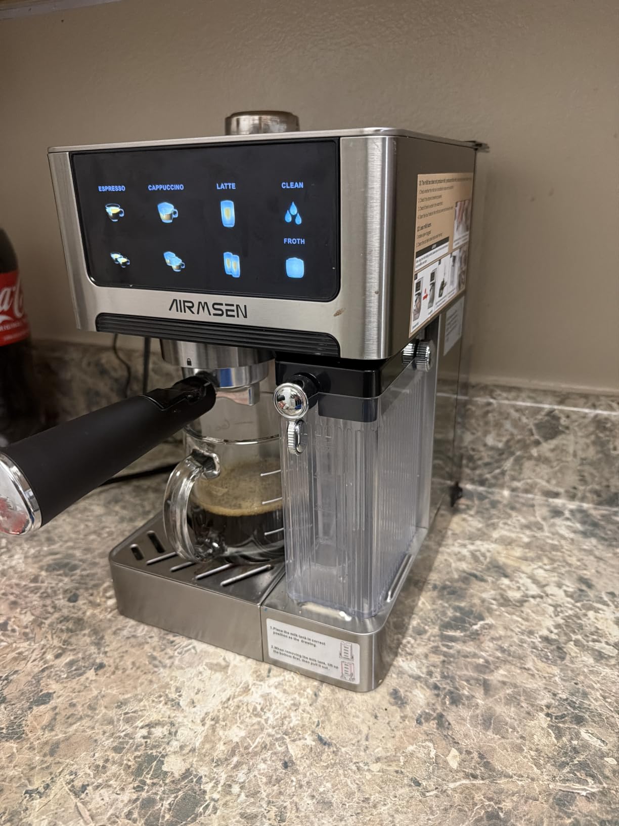 AIRMSEN 20 Bar Espresso Machine with Automatic Milk Frother, Cappuccino & Latte Coffee Maker, Dual Boiler, Stainless Steel customer photo 1