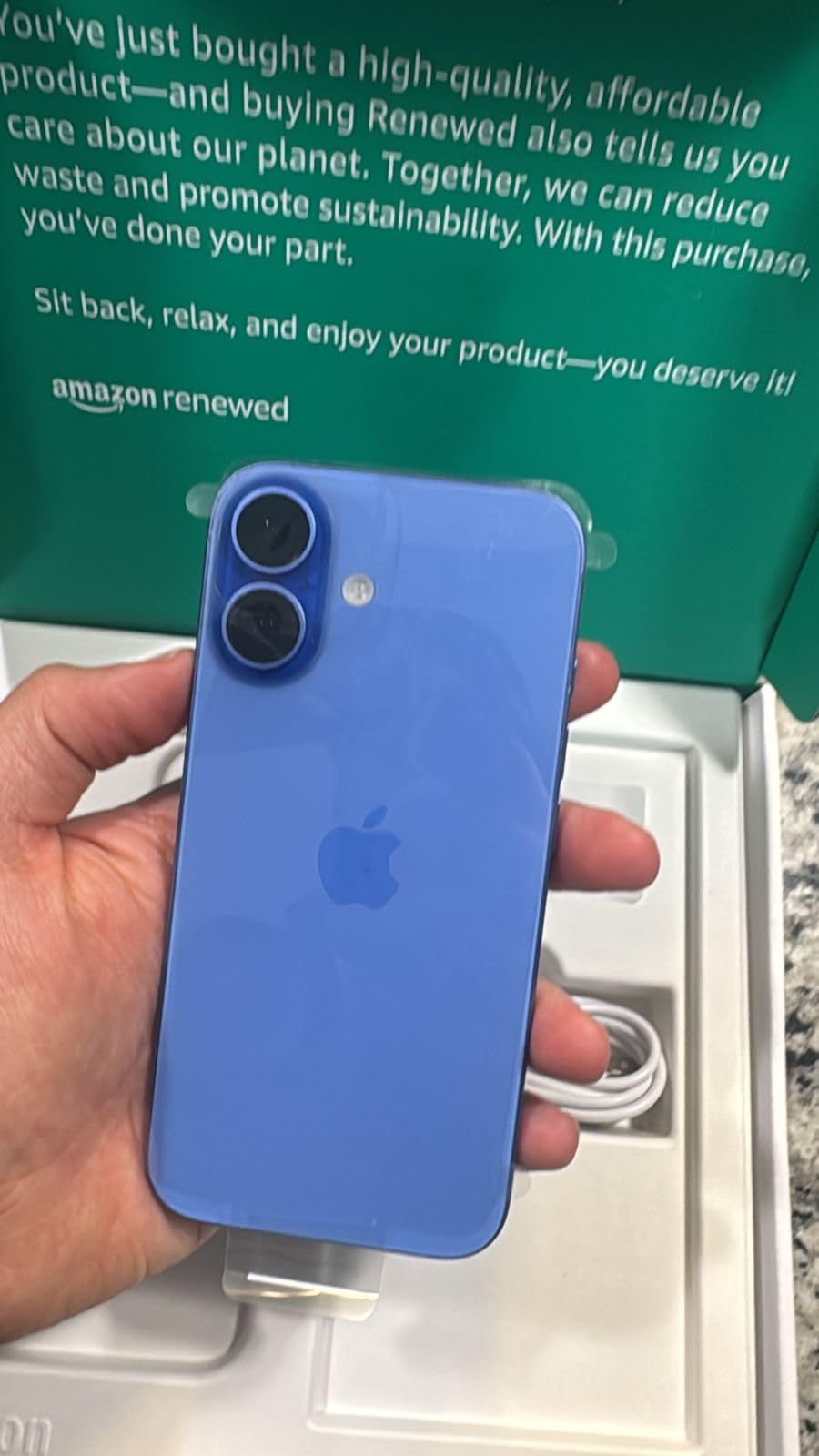 Apple iPhone 16, 128GB, Ultramarine - Unlocked (Renewed) customer photo 1