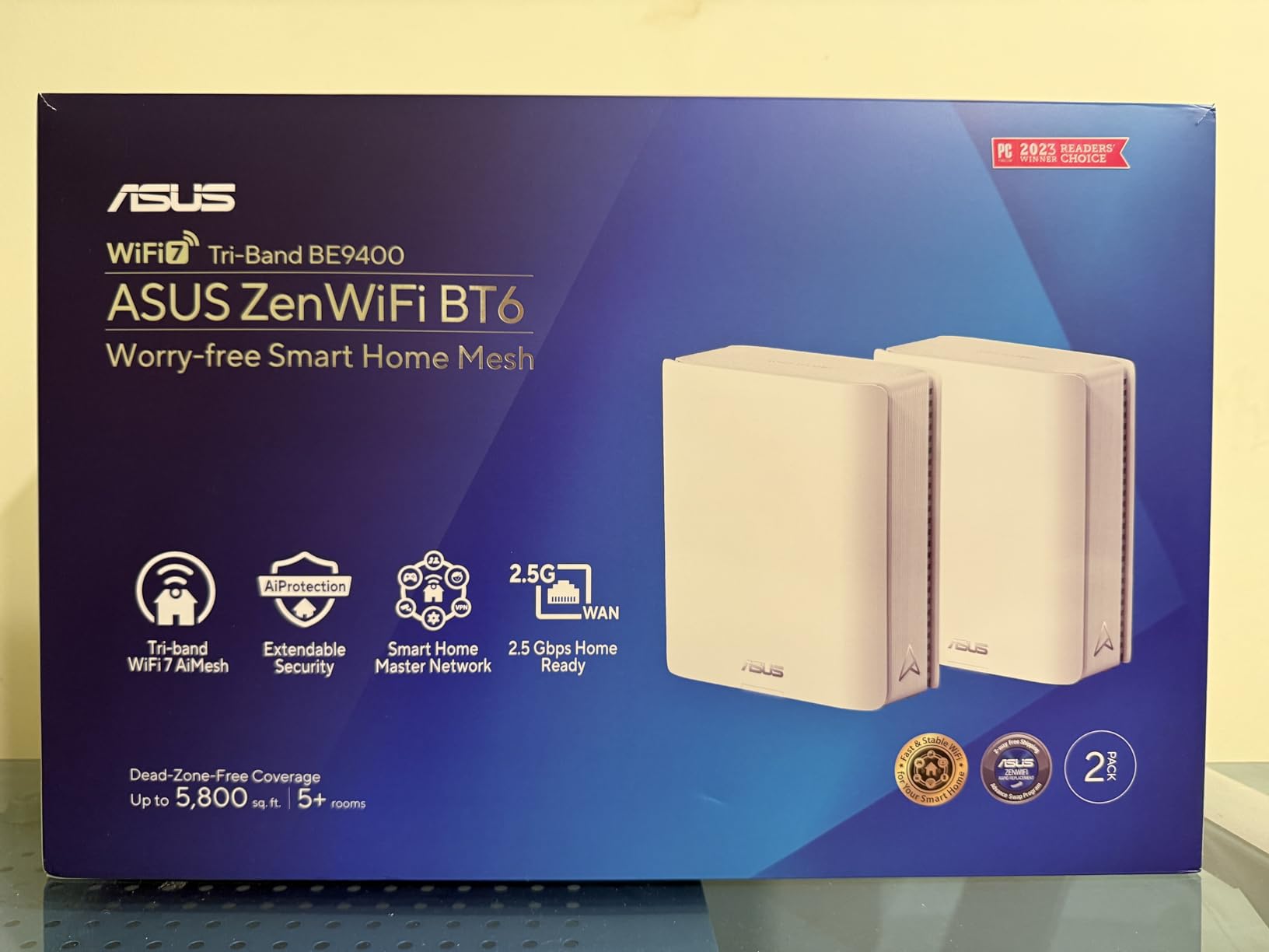 ASUS ZenWiFi BT6 WiFi 7 Mesh Router - Tri-Band, 5.8k sq. ft. x2 WAN (2 PK) customer photo 1