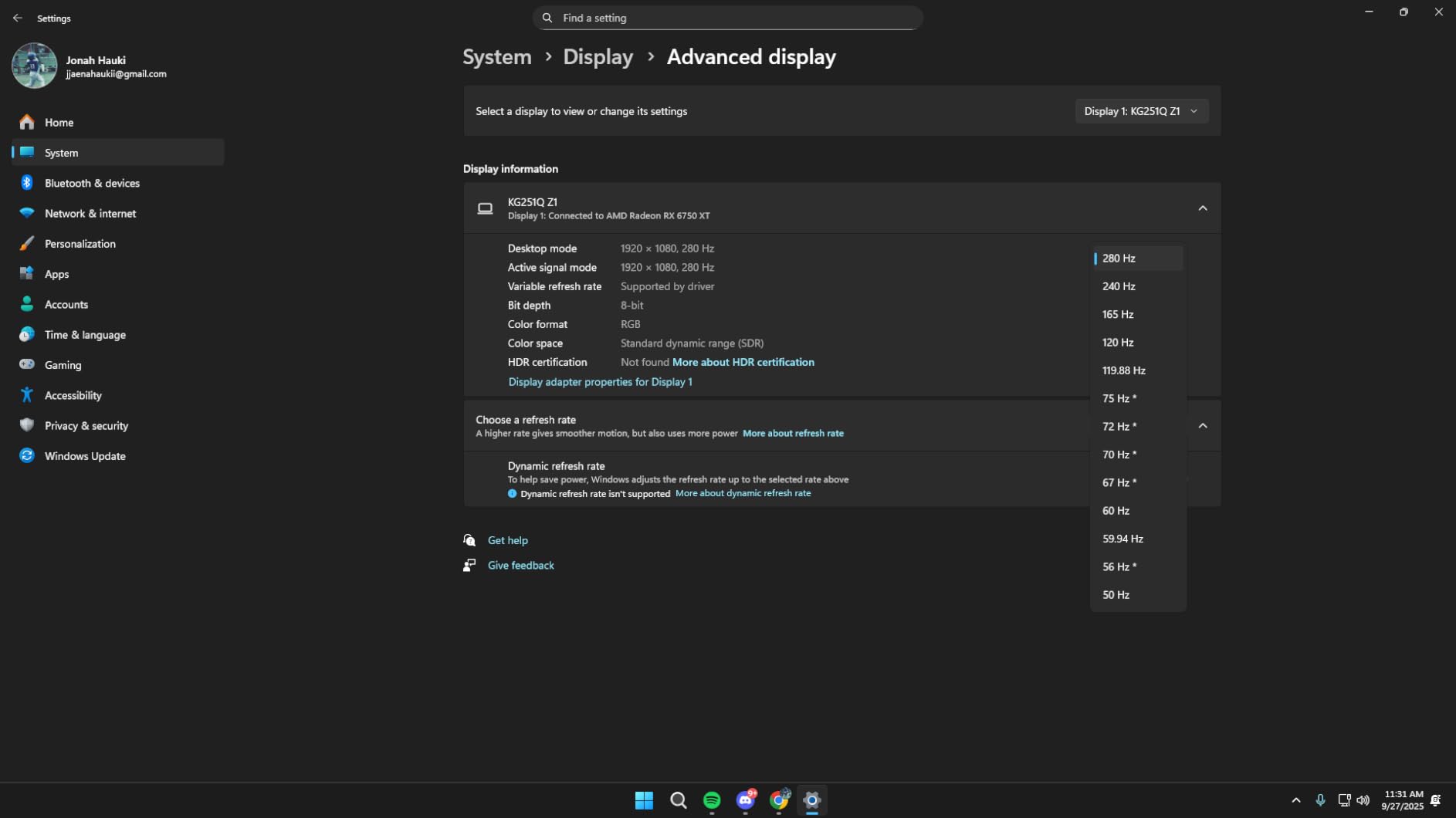 acer Nitro 24.5 Inch Full HD 1920 x 1080 ZeroFrame Design PC Gaming Monitor | AMD FreeSync Premium | Up to 280Hz Refresh | 1ms (VRB) | One Display Port 1.4 and Two HDMI 2.0 Ports | KG251Q Z1biip customer photo 2