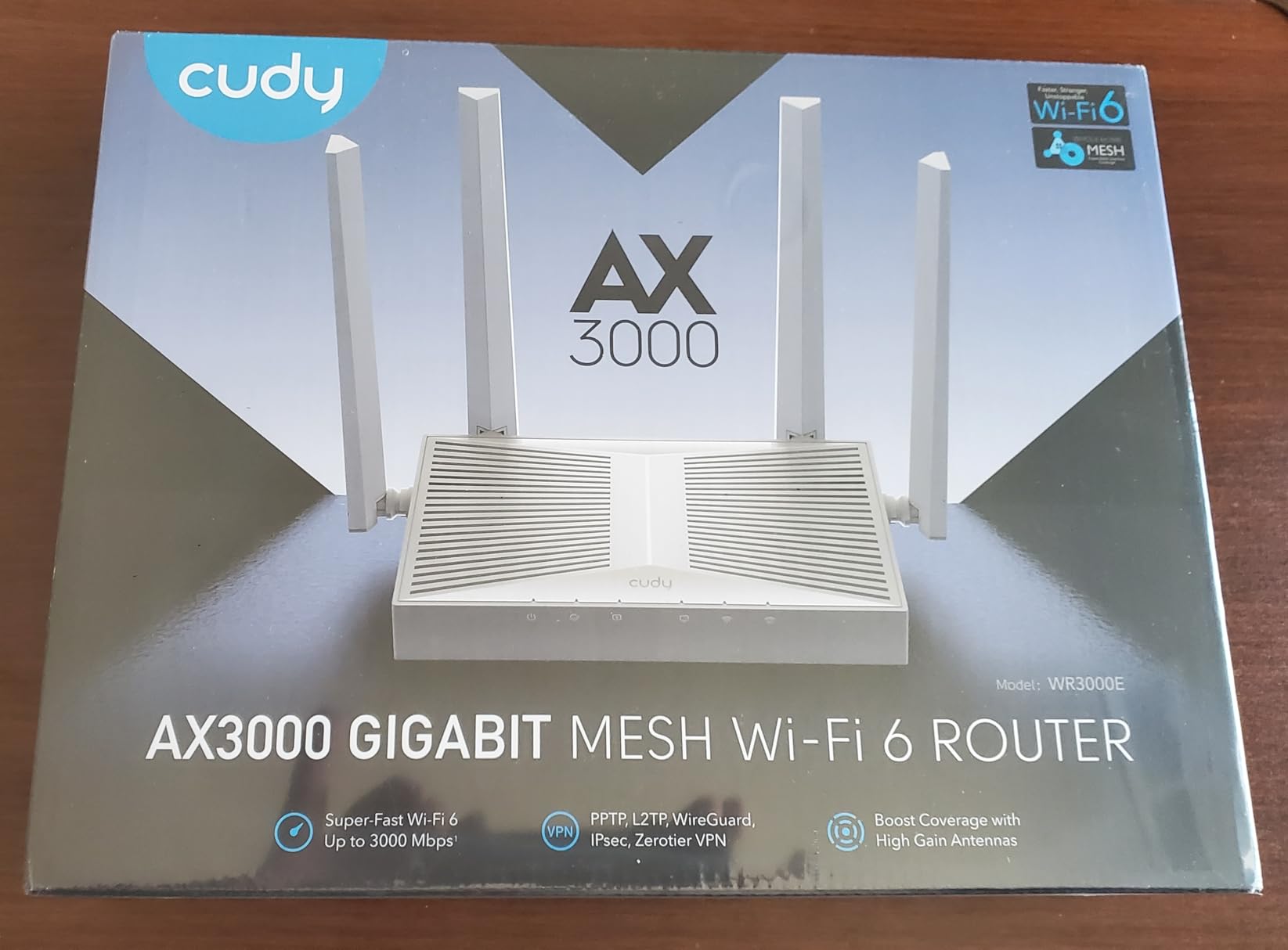 Cudy AX3000 Gigabit Dual Band Wi-Fi 6 Mesh Router, MU-MIMO, OFDMA, WireGuard, OpenVPN, WPA3, Cudy Mesh and APP Supported, WR3000E V2.0, Black customer photo 1