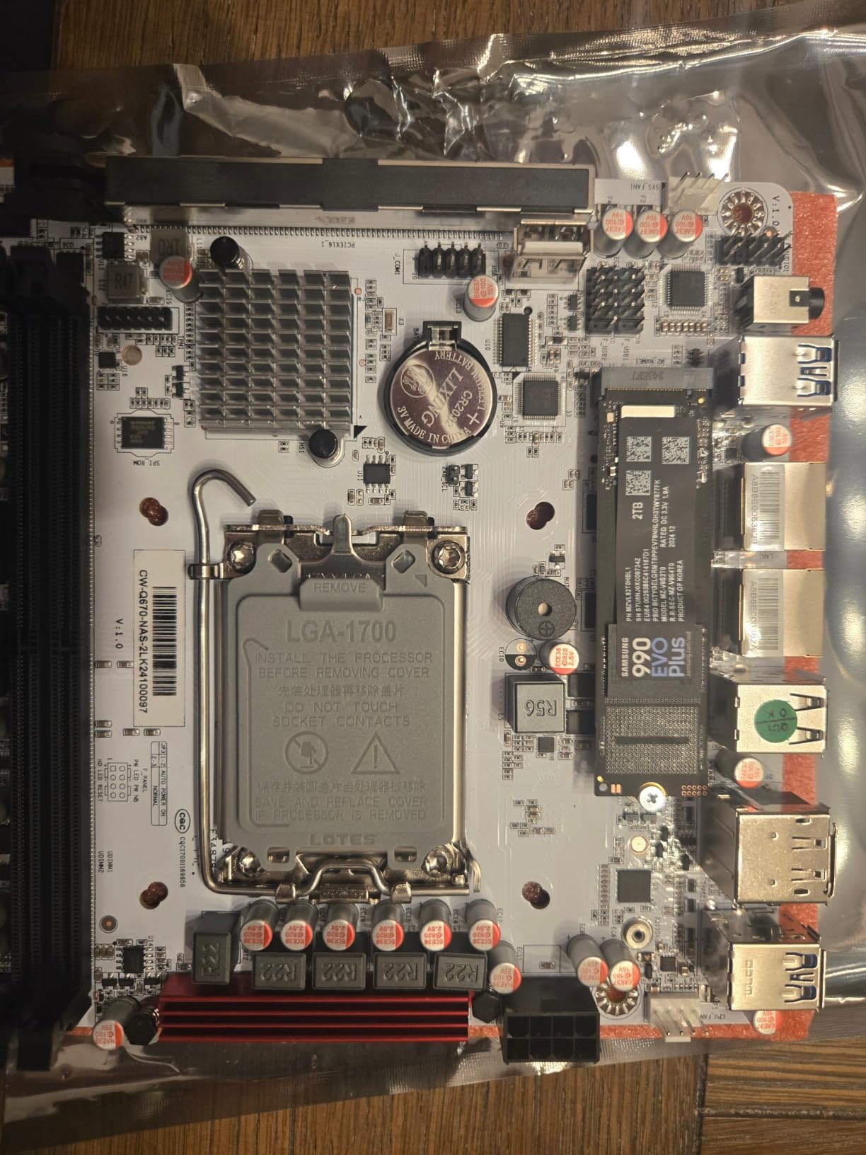 StoneStorm Q670 8-Bay NAS Mini ITX Motherboard(LGA1700, 12th/13th/14th Gen. Desktop Processor), 2*U-DIMM DDR5 MAX 64G, 3*M.2 NVMe, 8*SATA, i226-LM 2.5G vPro, 3*USB3.2, 1*Type-C 20Gbps, Dual 4K Display customer photo 2