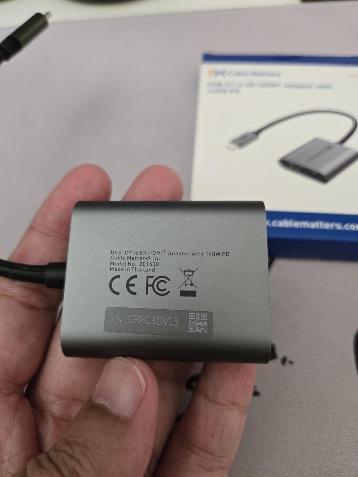 Cable Matters 48Gbps USB C to HDMI 2.1 Adapter with 140W Charging, 8K@60Hz / 4K@240Hz HDR, for macOS and Windows, No VRR, Thunderbolt to HDMI Adapter customer photo 2