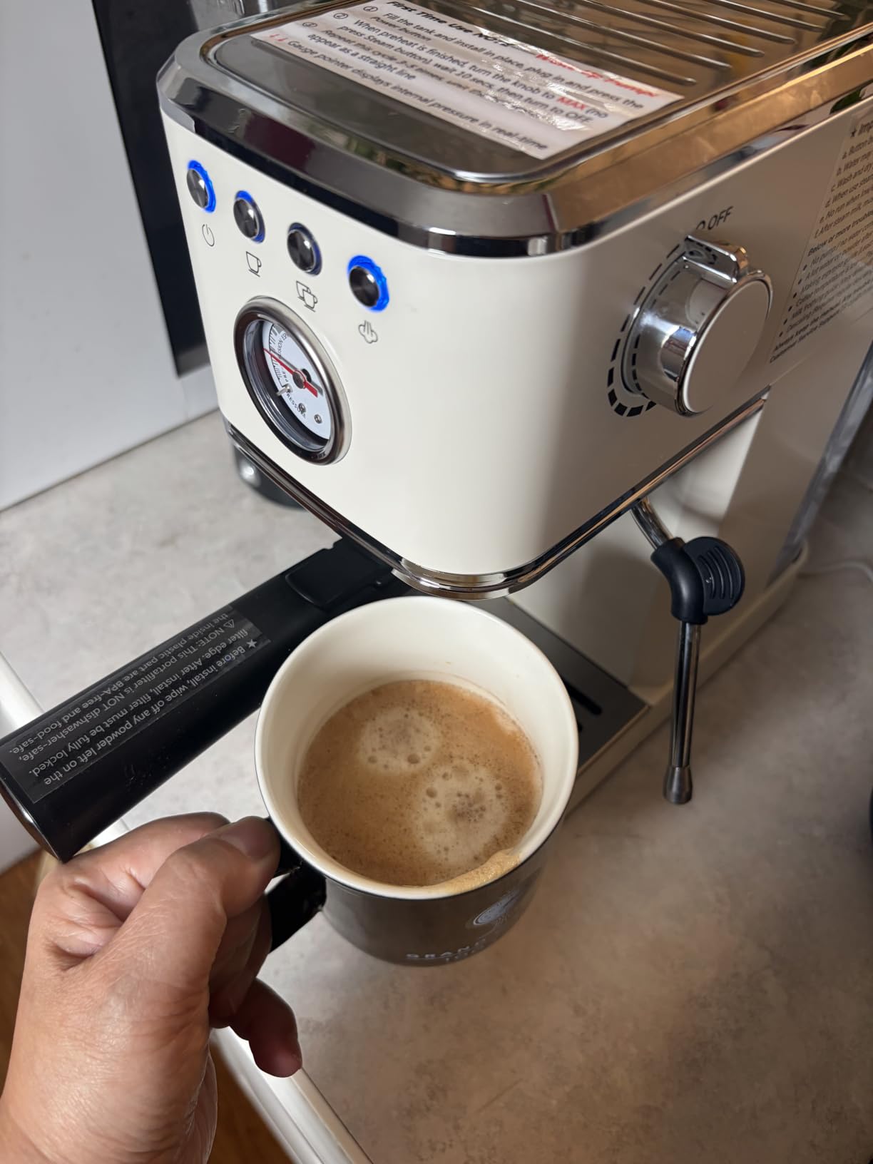CHULUX Slim Espresso Machine with Milk Frother for Home Cappuccino, Creamy | Precise Pressure Gauge, Food-Grade Materials, 20 Bar Italian Pump, Professional Temperature Control System, Stainless Steel customer photo 1