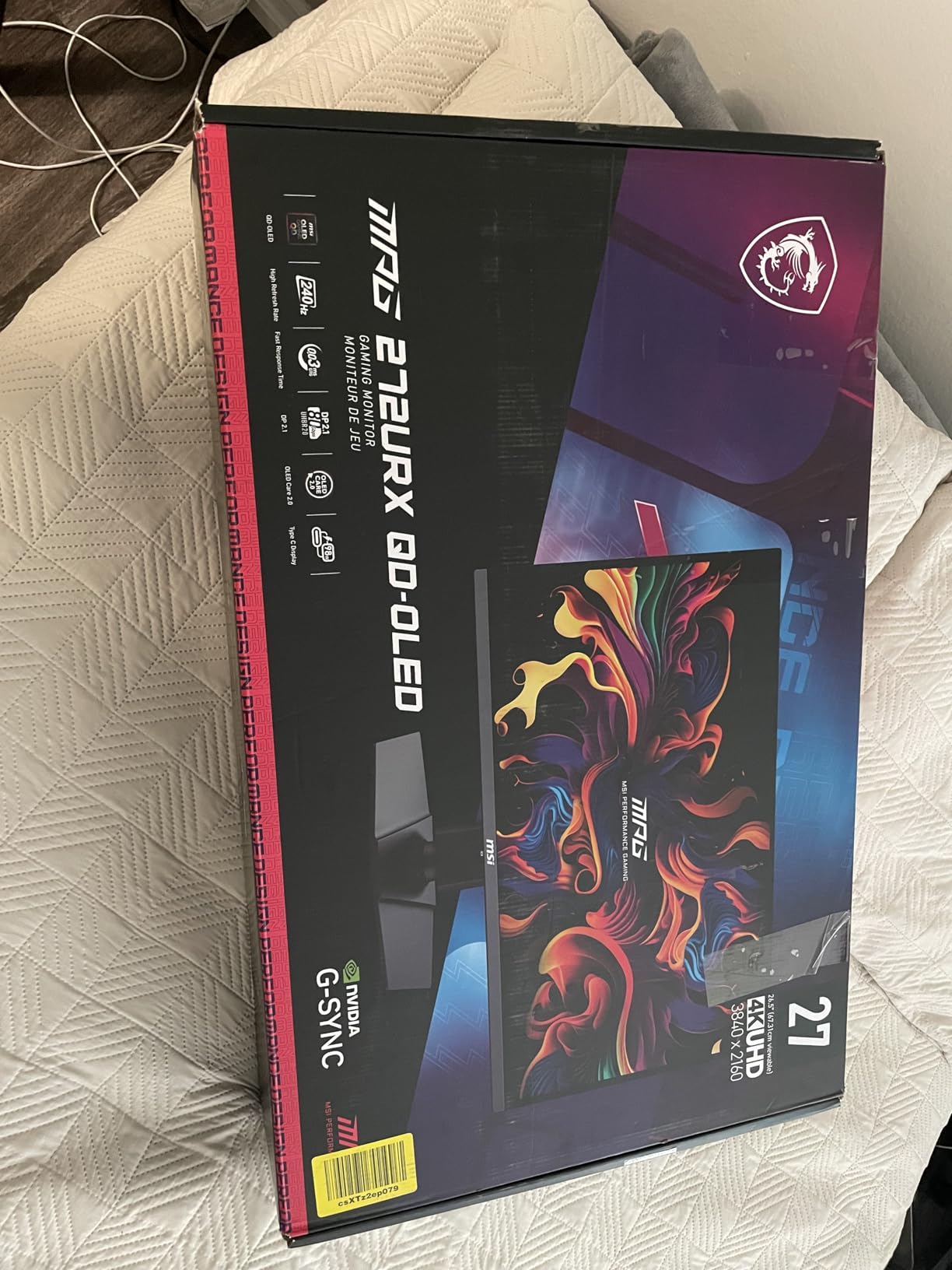 MSI MPG 272URX QD-OLED 27 Inch 4K UHD Gaming Monitor - 3840 x 2160 QD-OLED Panel, EL Gen3, 240Hz / 0.03ms, 99% DCI-P3, DisplayHDR True Black 400, KVM, DP 2.1a, HDMI 2.1, USB Type-C 98W customer photo 1
