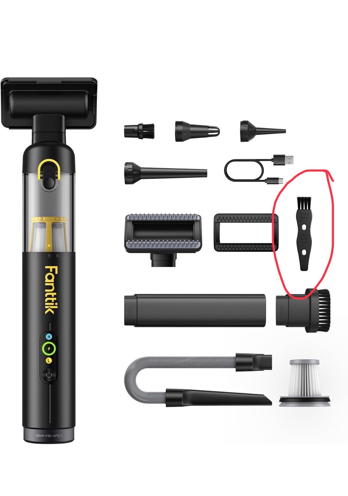 Fanttik Slim V10 APEX Cordless Car Vacuum, 4-in-1 Portable Mini Handheld Vac, Upgraded Smart Digital Display, 19kPa Suction Power, 2 Suction Modes for Small Jobs, Car, Office Desk, Keyboards (Black) customer photo 2