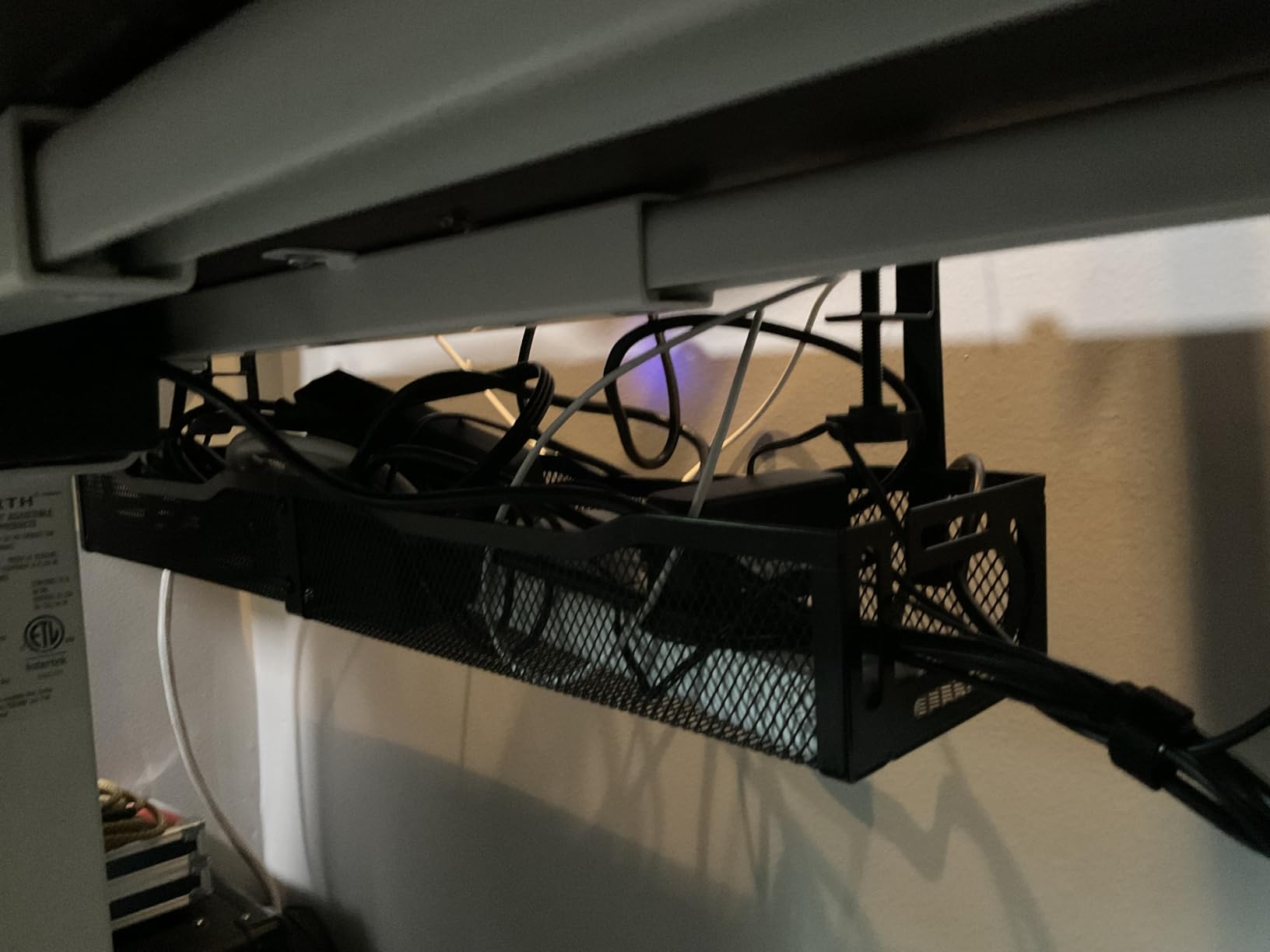 Cable Management, 25'' Cable Management Under Desk, Cable Tray | No Drill Under Desk Cable Management Tray, Cord Organizer with Clamp for Standing Desk, Desk Organizer for Home Office customer photo 1