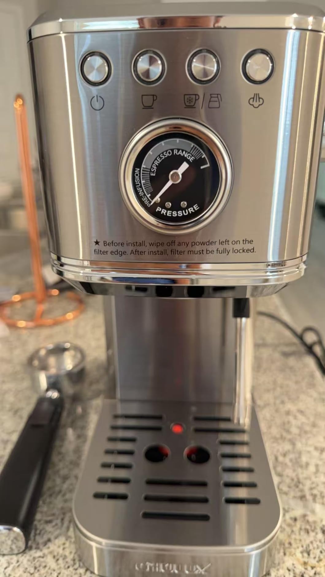 CHULUX Elite Espresso Machine for Latte, Americano and Iced Coffee, Silver | Hot and Iced Espresso, Visible Pressure Gauge, PID Temperature Control, Pre-Infusion Tech, Brushed Stainless Steel Finish customer photo 1
