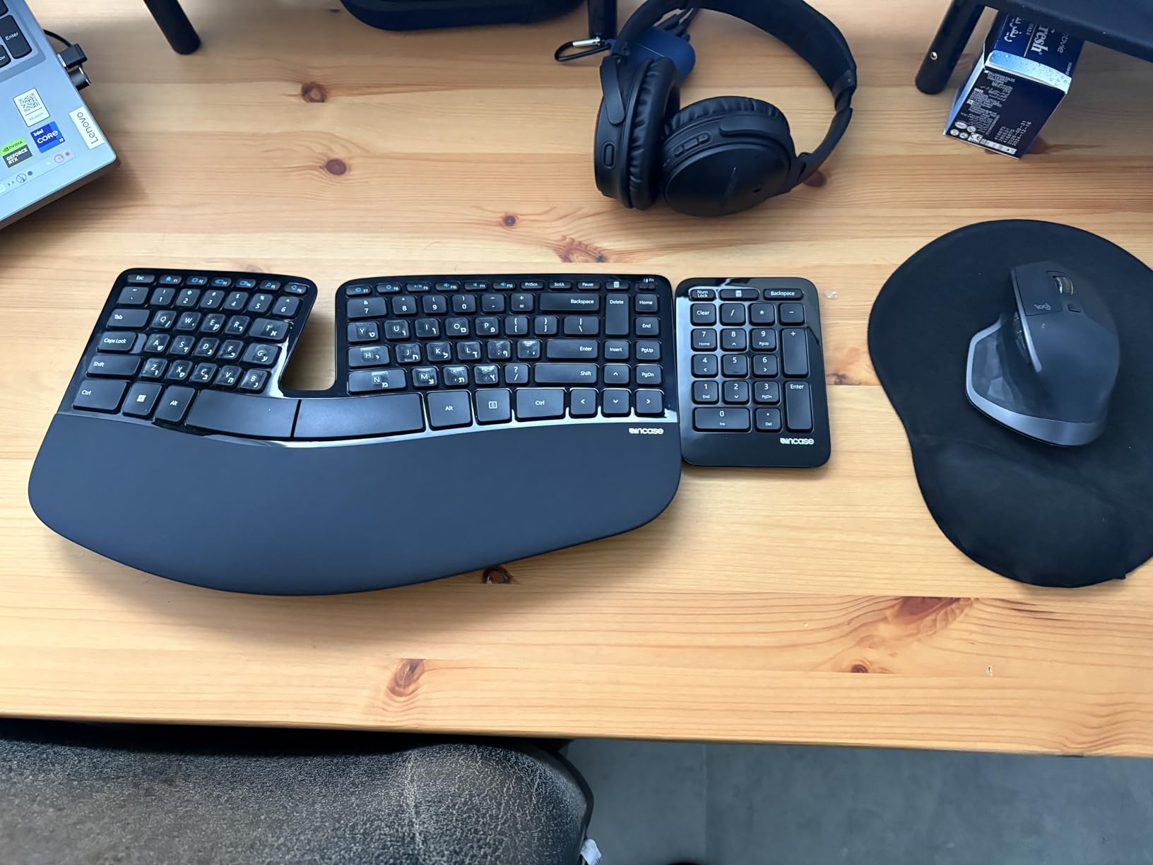 Incase Sculpt Ergonomic Keyboard - Designed by Microsoft - Split Keyset Design, Palm Rest, Contoured Layout, One-Touch Windows Button, AES 128-Bit Encryption, Includes Separate Number Pad - Black customer photo 2