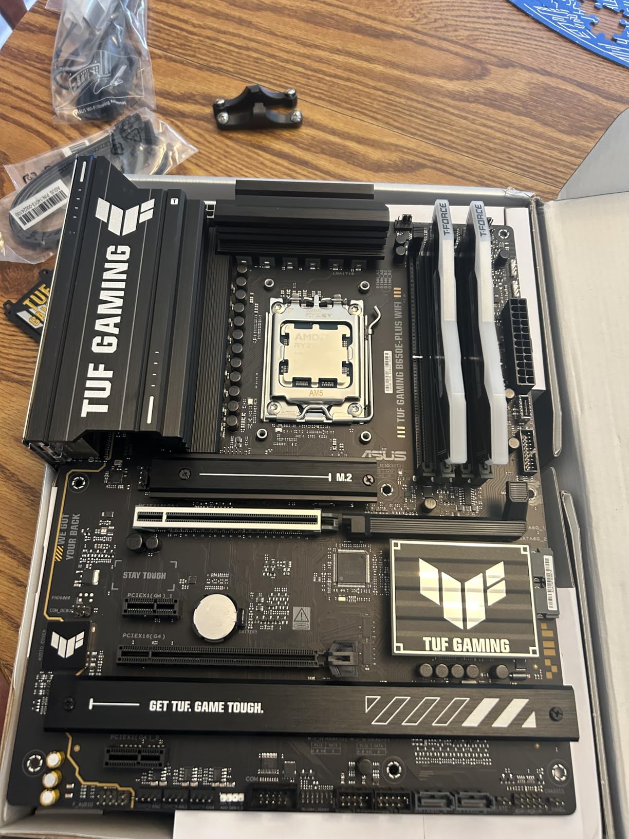 TUF Gaming B650E-PLUS WiFi AMD B650 ATX Motherboard, 12+2+1 80A DrMOS Power Stages, DDR5, PCIe 5.0 Ready, 3X M.2, Wi-Fi 6E, 2.5Gb LAN, DisplayPort, HDMI, USB Type-C, BIOS Flashback, Aura Sync customer photo 1