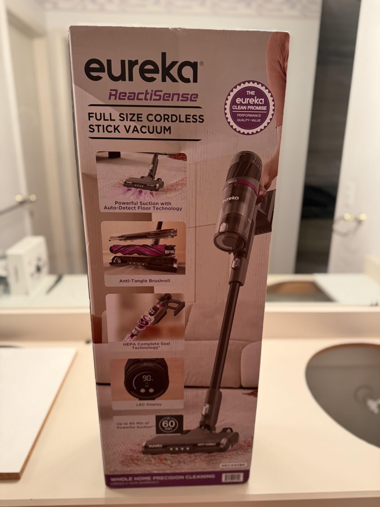 Eureka ReactiSense 350W Anti-Tangle Cordless Stick Vacuum, NEC440BK | Floor Sense + React, Up to 60-Min, Lightweight, Anti-Allergen HEPA, Swivel Steering, For Pet Hair, Hard Floors & Carpets customer photo 1