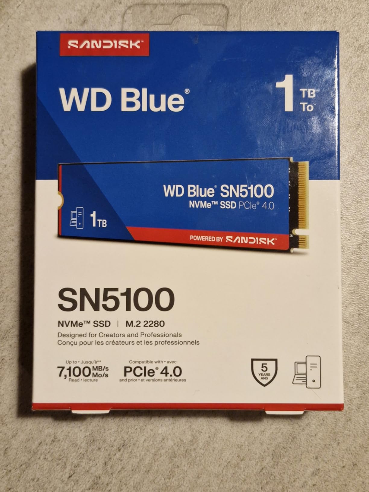 WD Blue SN5100 1TB NVMe SSD - M.2 2280, PCIe Gen 4.0, Internal Solid State Drive - Read Speeds Up to 7,100MB/s, Upgrade Storage for PC/Laptops customer photo 2