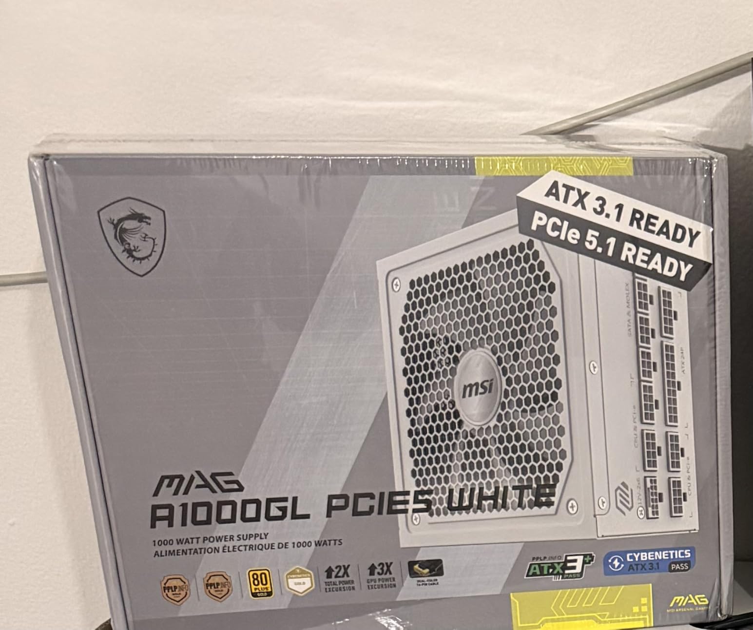 MSI MAG A1000GL PCIE5 White, Fully Modular Compact Gaming 1000W Power Supply, 80+ Gold, ATX 3.1 & PCIe 5.1 Ready, Native Dual-Color 12V-2x6 Cable, Low-Noise, Embossed Jacket Cables, 10 Year Warranty customer photo 1