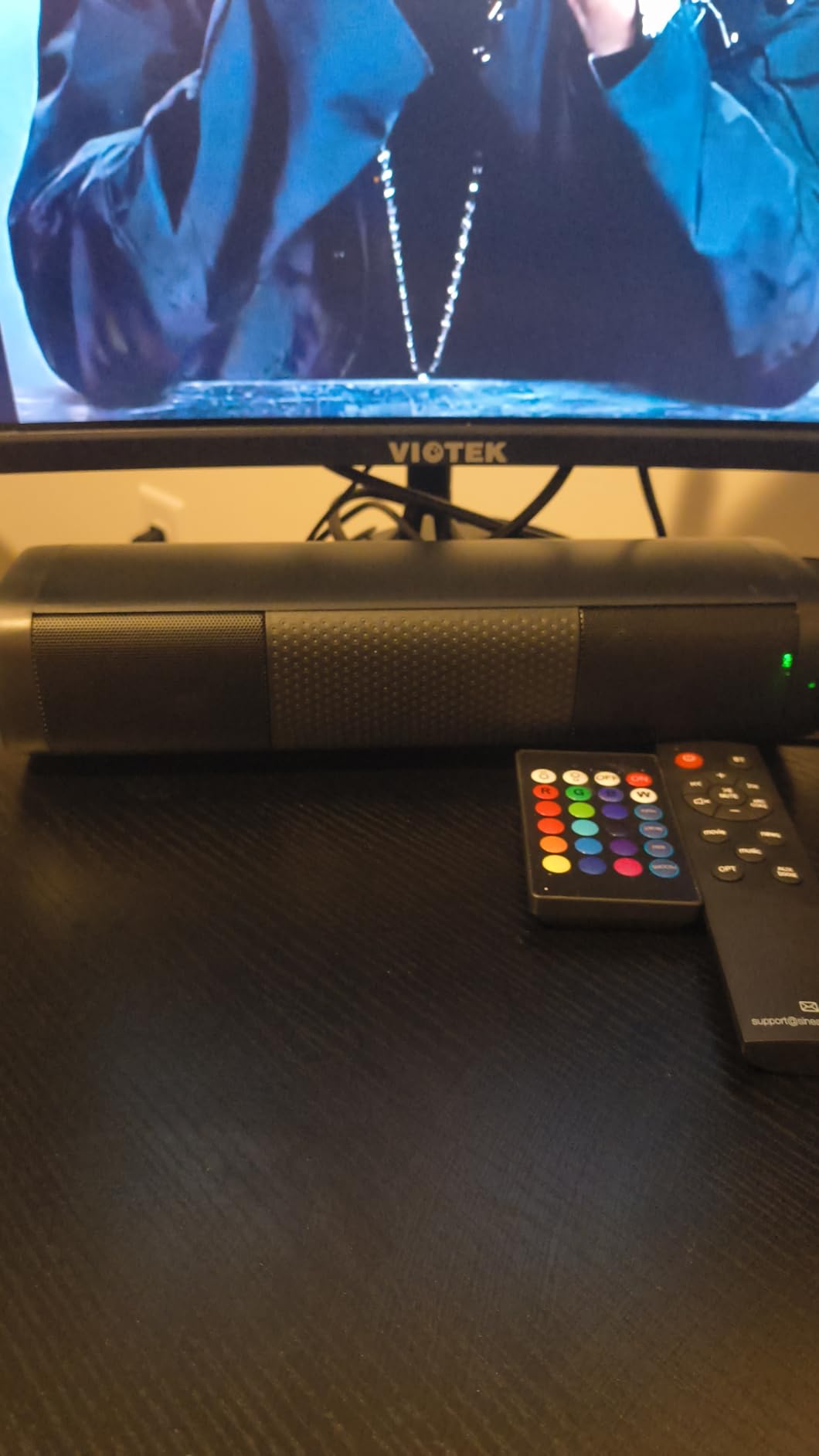 Saiyin 11.7-inch Sound Bar, Small Size & Big Power, Center-Channel Speakers | Bluetooth 5.3/Optical/Auxiliary Inputs, 48W Peak Power, Powered by AC Adapter, Compact Sound Bar for Smart TV, PC, Gaming customer photo 2