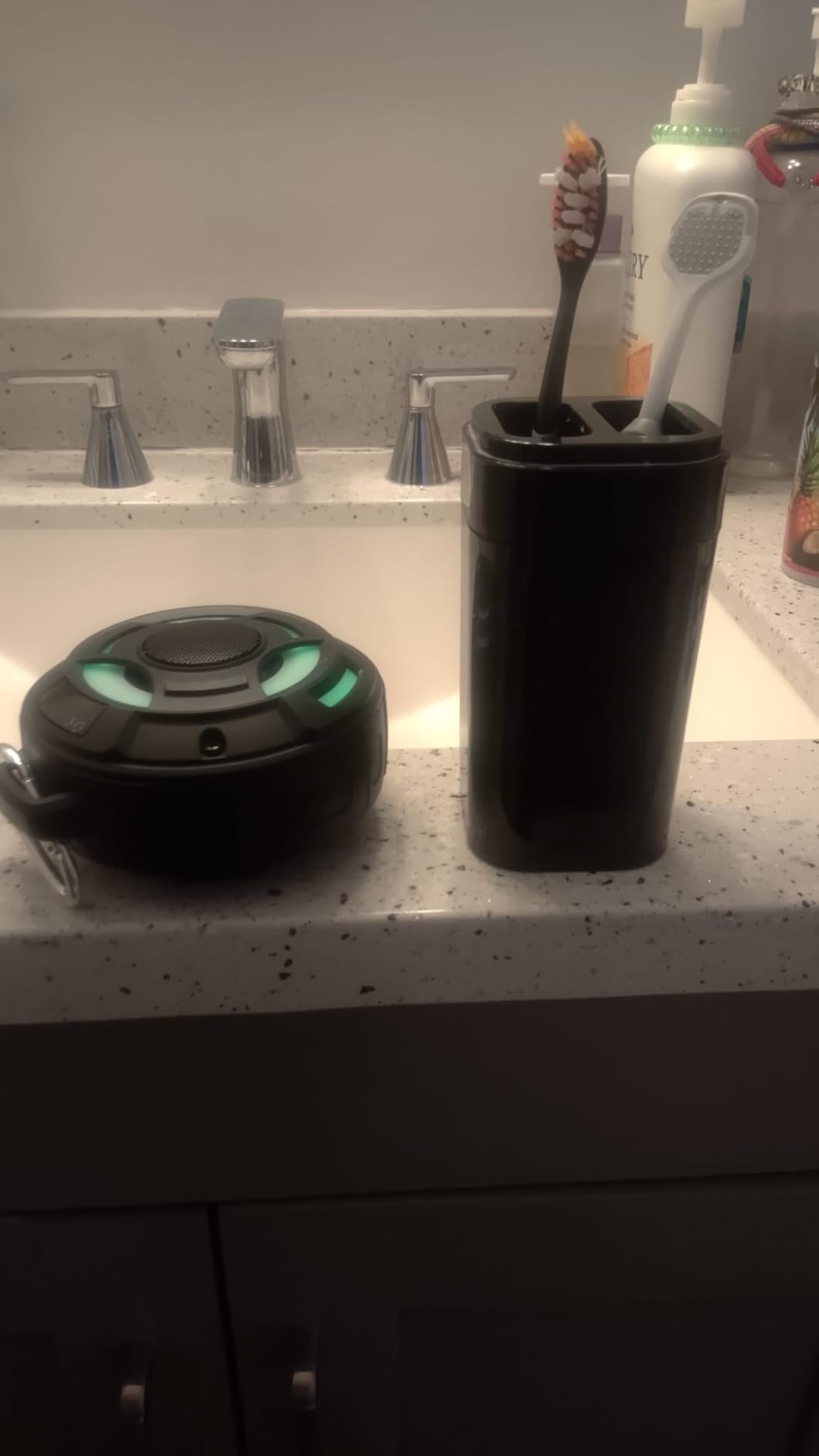 BassBloom Room 1 Shower Bluetooth Speaker, IPX7 Waterproof, Black | 12W Powerful JIKE BASS Sound, 15H Playtime, LED Power Display, RGB Lights, for Kayaking, Pool, Beach, Camping customer photo 1