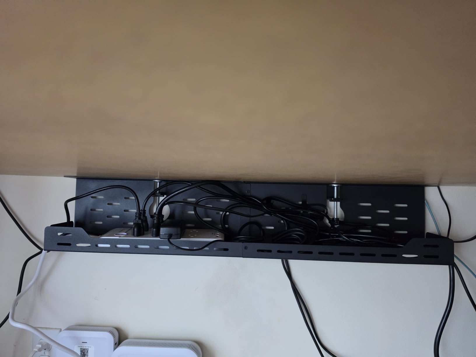 Univivi Under Desk Cable Management Tray, Cable Management, 32 inch, Black | Durable Steel Material, Under Desk Cable Tray with No-Drill C-Clamp and Screw Mount, Wire Management for Office/Home customer photo 1